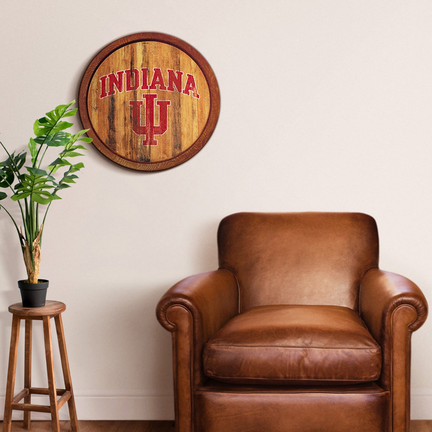 The Fan-Brand Indiana University Weathered Faux Barrel Top Sign  - view number 3