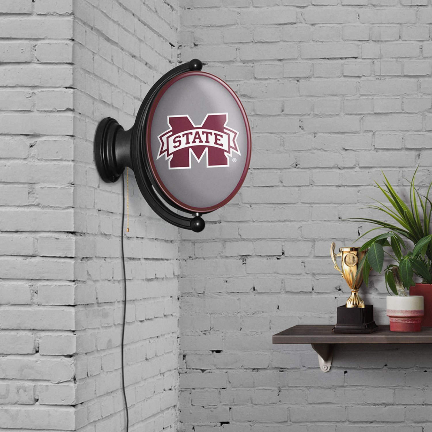 The Fan-Brand Mississippi State University Oval Rotating Lighted Sign - view number 4