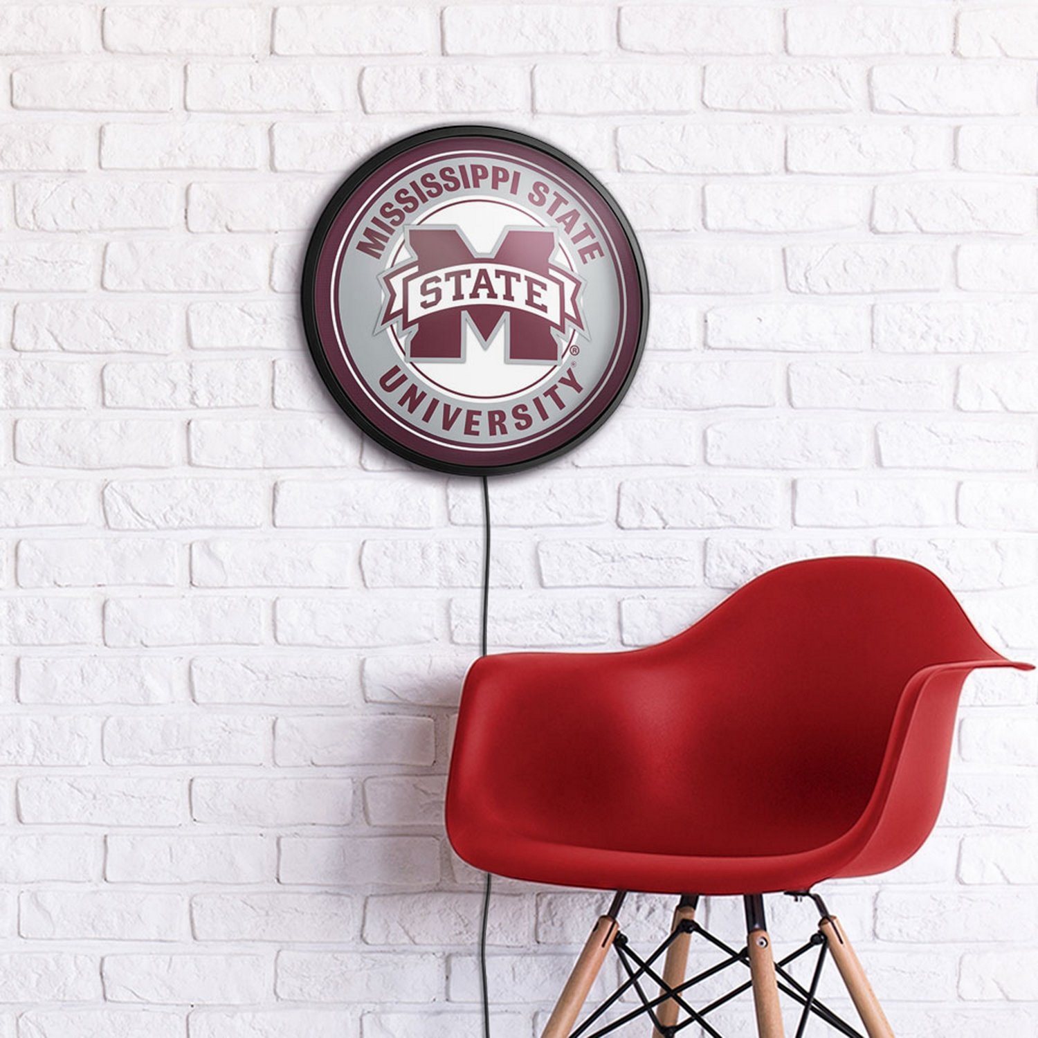 The Fan-Brand Mississippi State University Round Slimline Lighted Wall Sign - view number 4