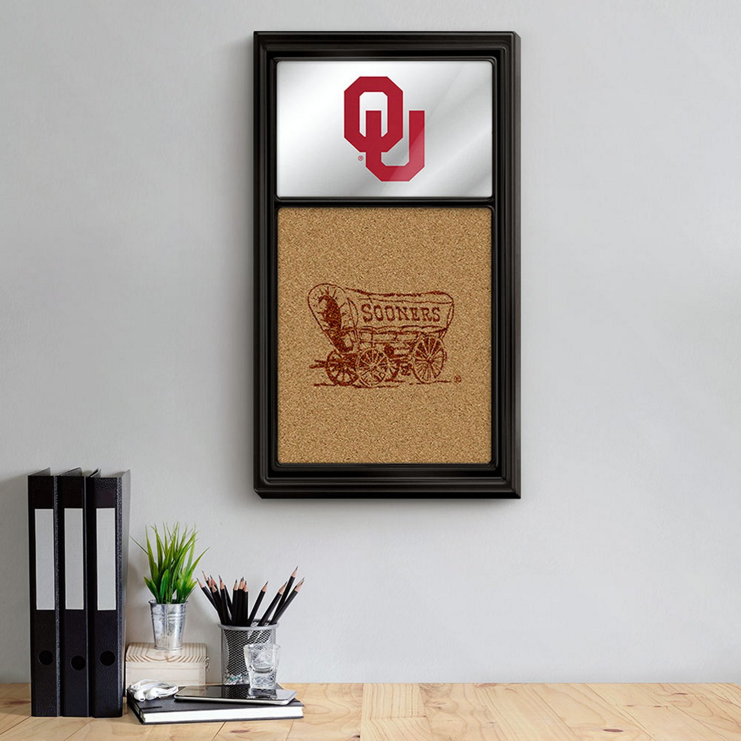 The Fan-Brand University of Oklahoma Dual Logo Mirrored Cork Note Board                                                          - view number 3