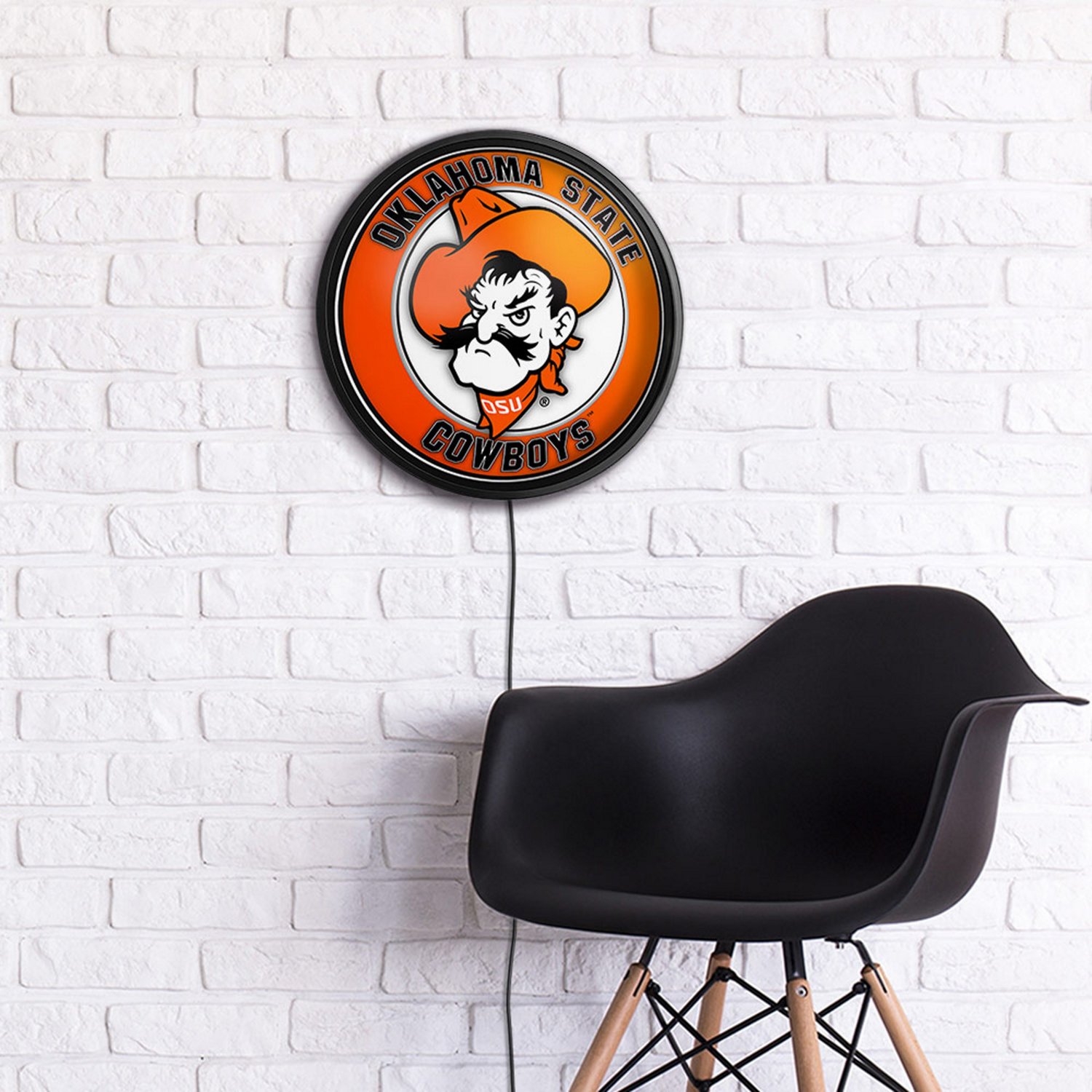 The Fan-Brand Oklahoma State University Pete Round Slimline Lighted Wall Sign - view number 4