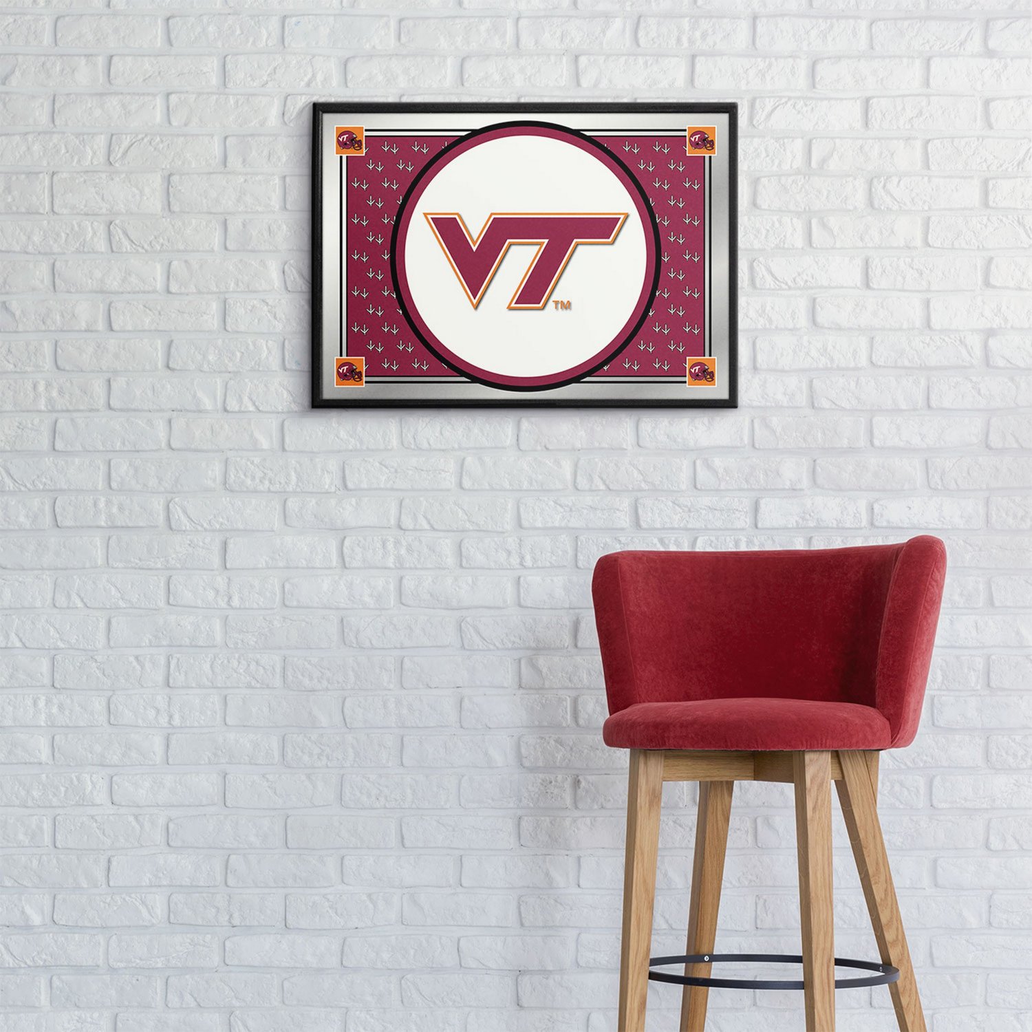 The Fan-Brand Virginia Tech University Team Spirit Framed Mirrored Wall Sign - view number 3