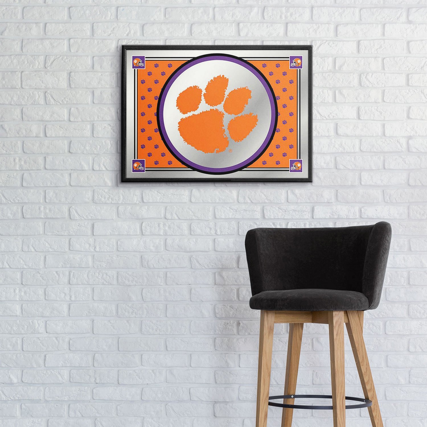The Fan-Brand Clemson University Paw Print Team Spirit Framed Mirrored Wall Sign                                                 - view number 3