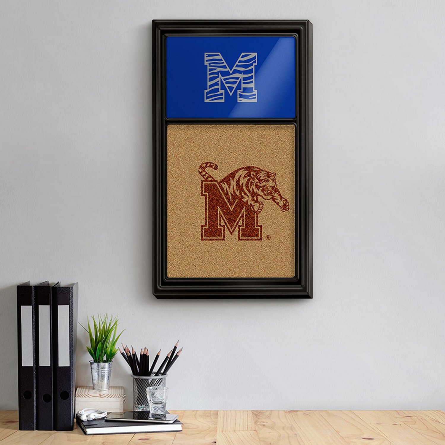 The Fan-Brand University of Memphis Dual Logo Striped M Cork Note Board - view number 3