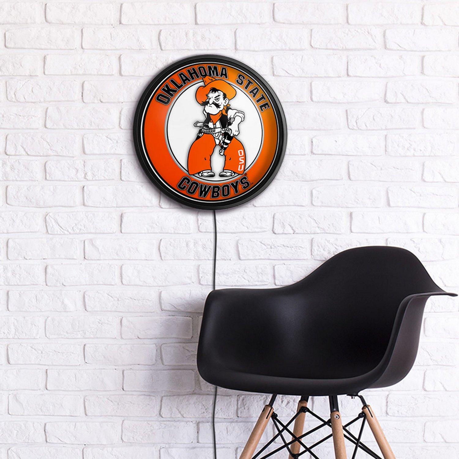 The Fan-Brand Oklahoma State University Pistol Pete Round Slimline Lighted Wall Sign - view number 4