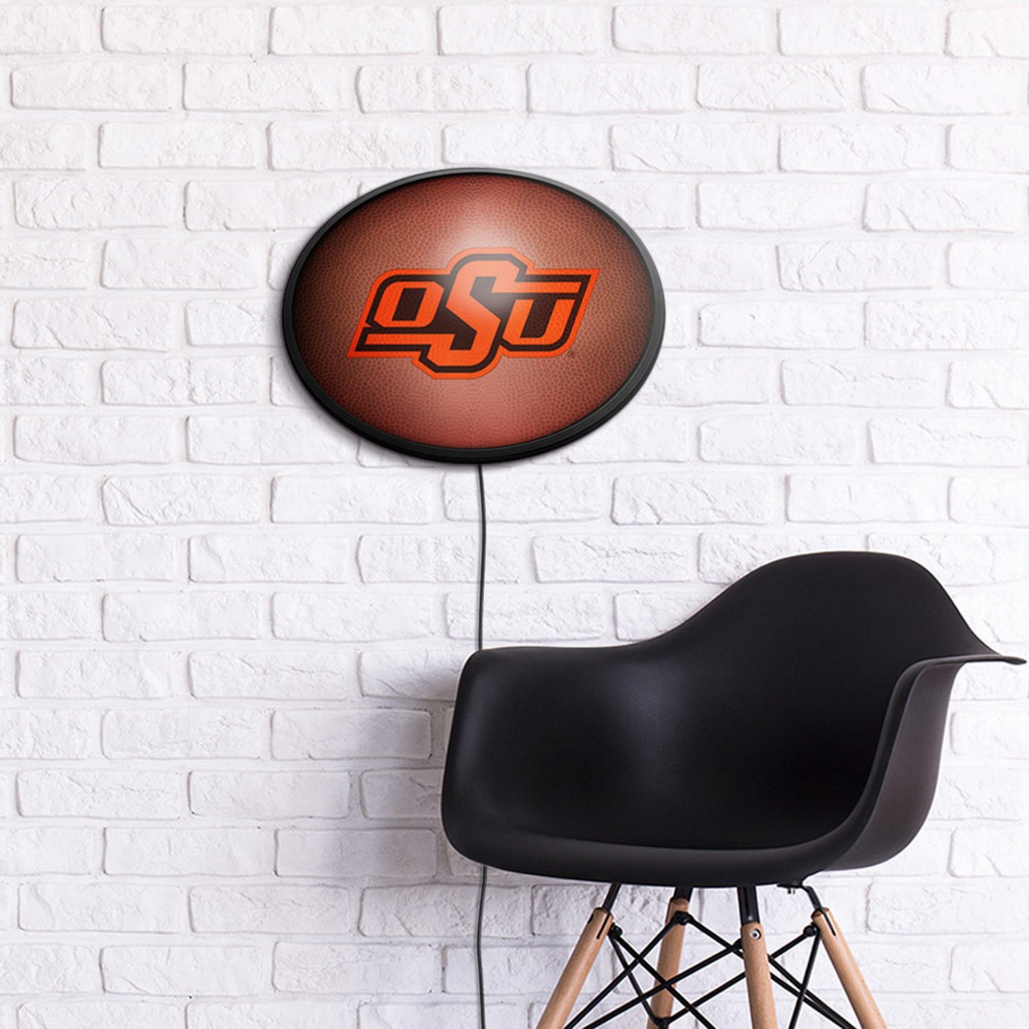 The Fan-Brand Oklahoma State University Pigskin Oval Slimline Lighted Wall Sign - view number 4