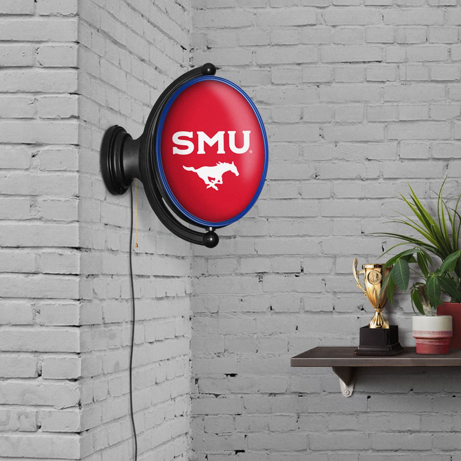 The Fan-Brand Southern Methodist University Original Logo Oval Rotating Lighted Sign  - view number 3