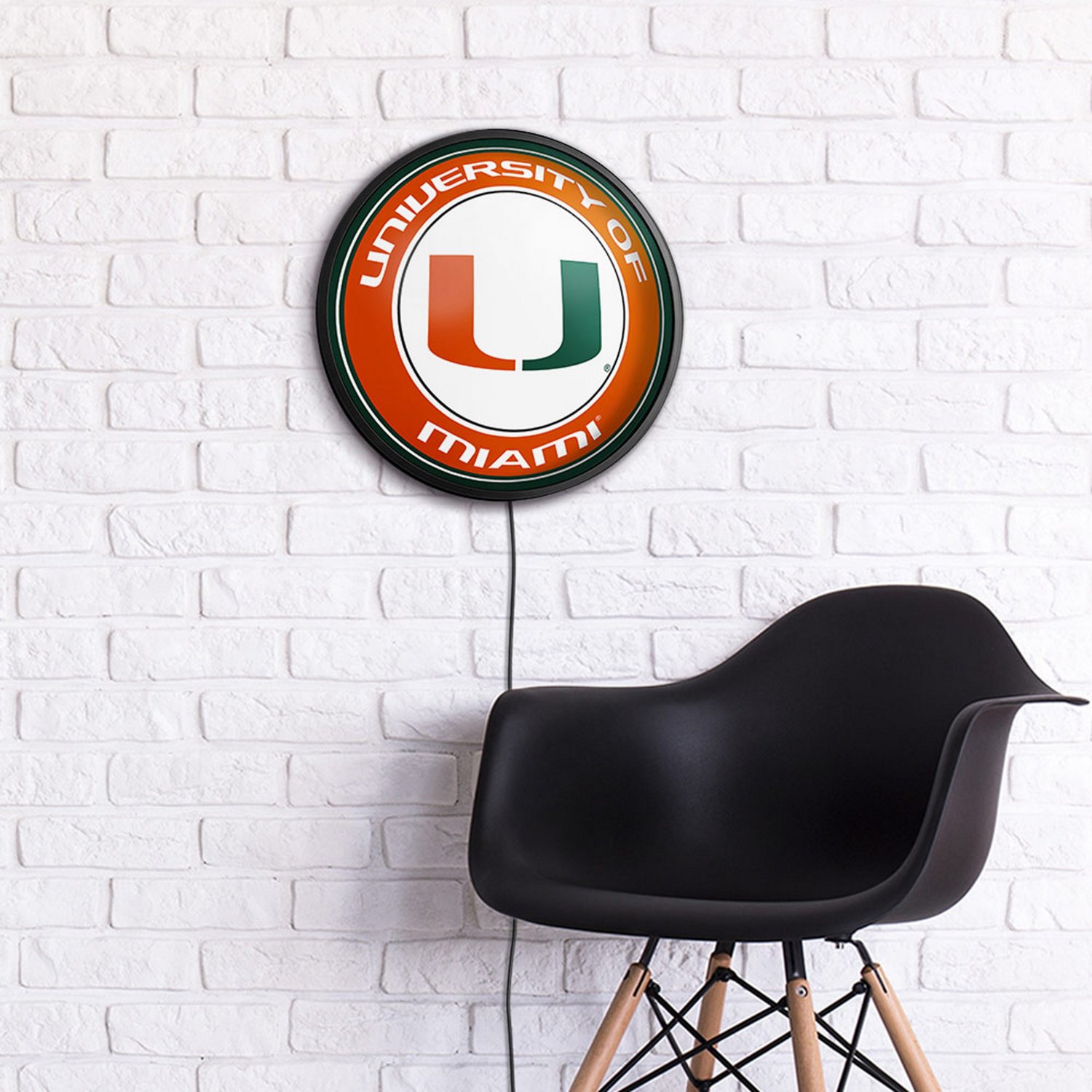 The Fan-Brand University of Miami Round Slimline Lighted Wall Sign - view number 4
