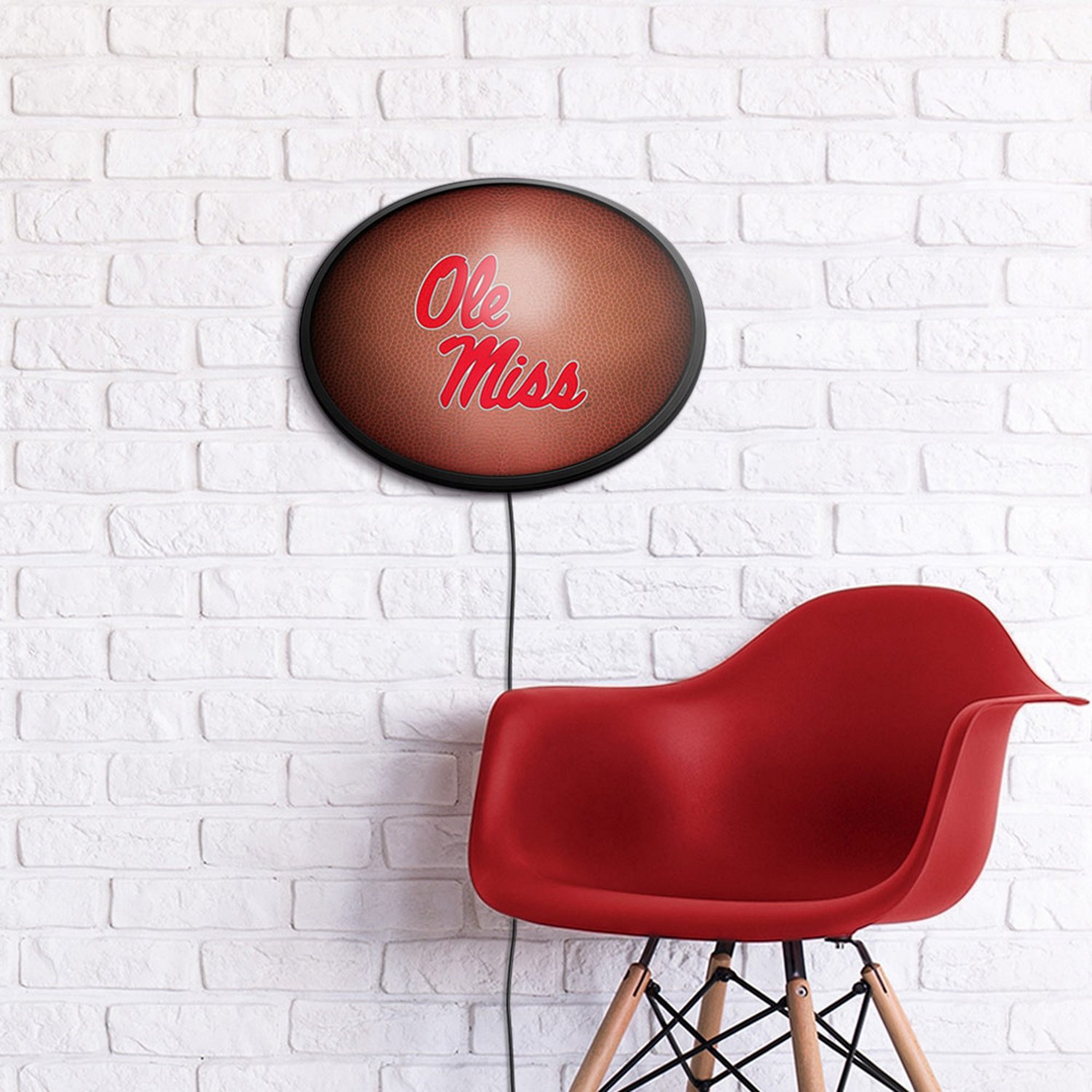 The Fan-Brand University of Mississippi Pigskin Oval Slimline Lighted Sign - view number 4