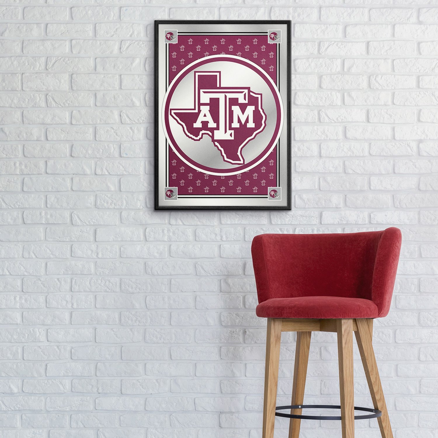 The Fan-Brand Texas A&M University Team Spirit Texas Framed Mirrored Wall Sign - view number 3