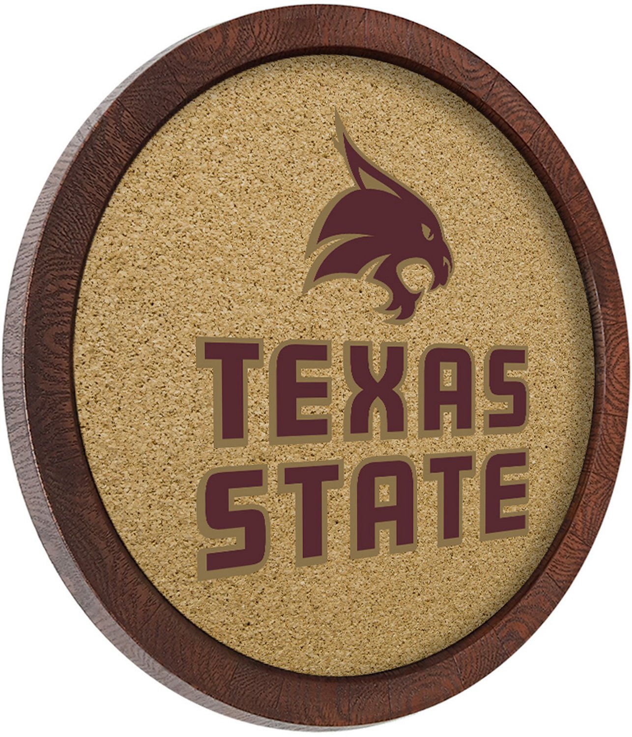 The Fan-Brand Texas State University “Faux” Barrel Framed Cork Board - view number 2