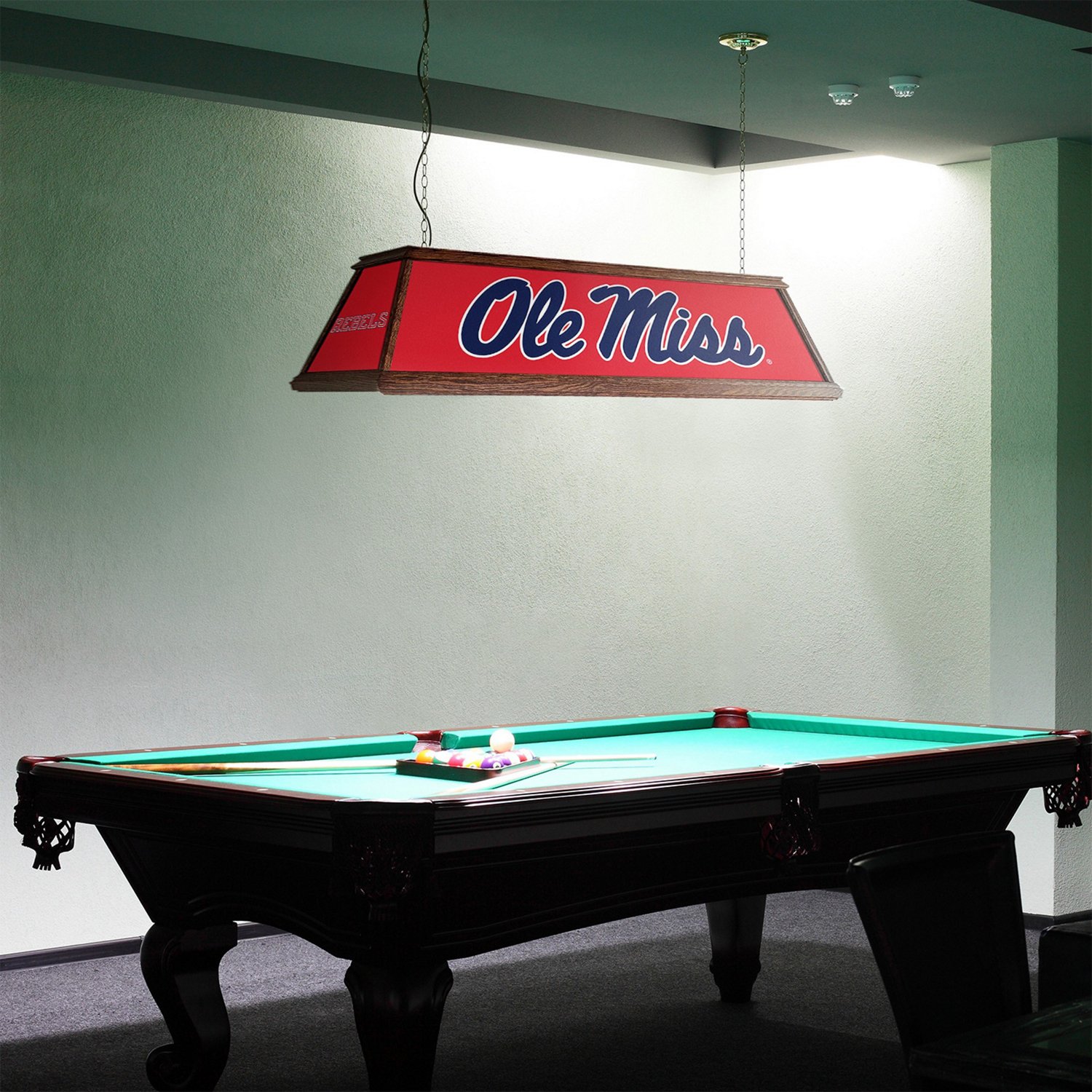 The Fan-Brand University of Mississippi Premium Wood Pool Table Light                                                            - view number 3