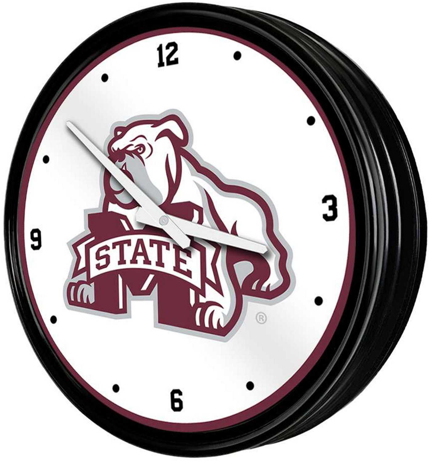 The Fan-Brand Mississippi State University Bulldog Retro Lighted Wall Clock - view number 2