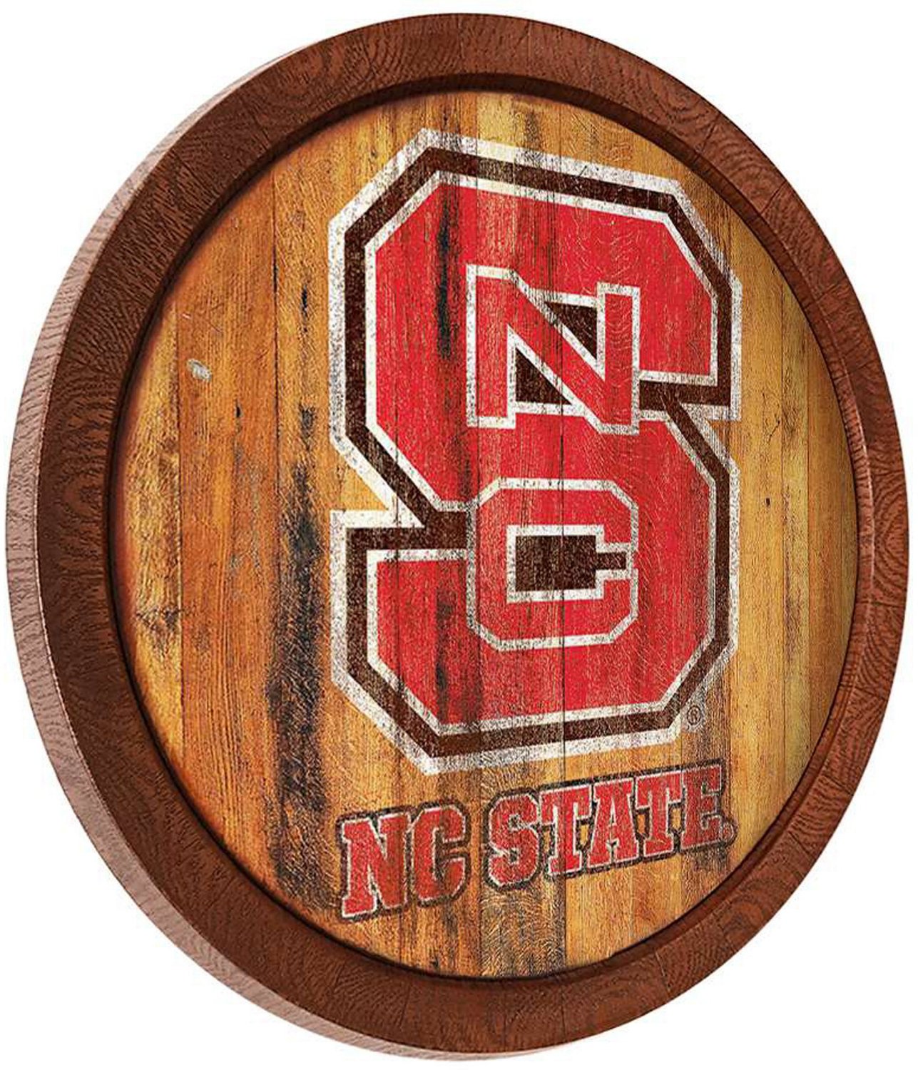 e Fan-Brand North Carolina State University Weathered Faux Barrel Top Sign - view number 2