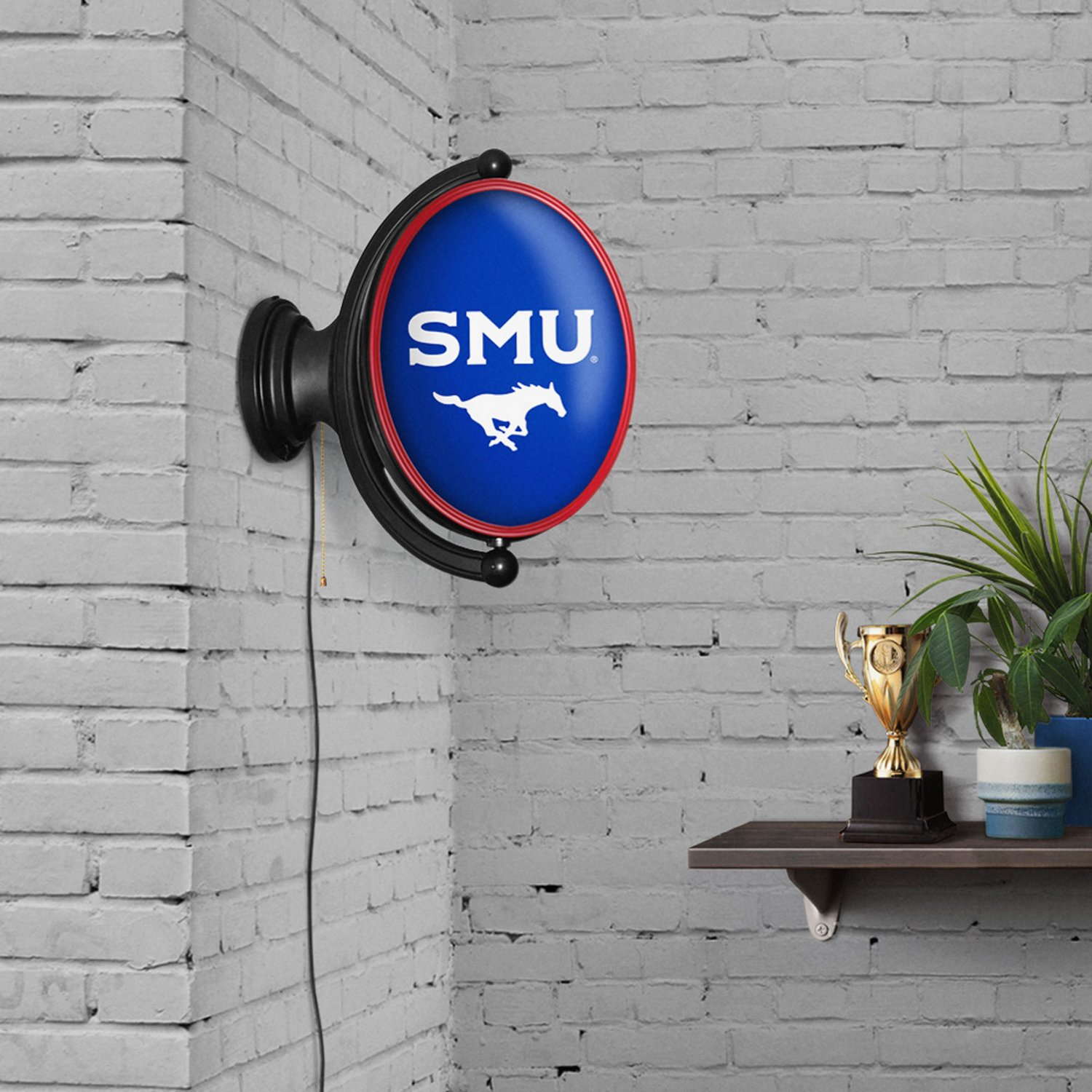 The Fan-Brand Southern Methodist University Logo Oval Rotating Lighted Sign  - view number 3