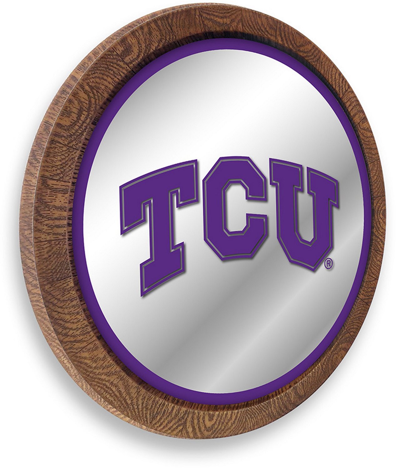 The Fan-Brand Texas Christian University Faux Barrel Top Mirrored Wall Sign - view number 2