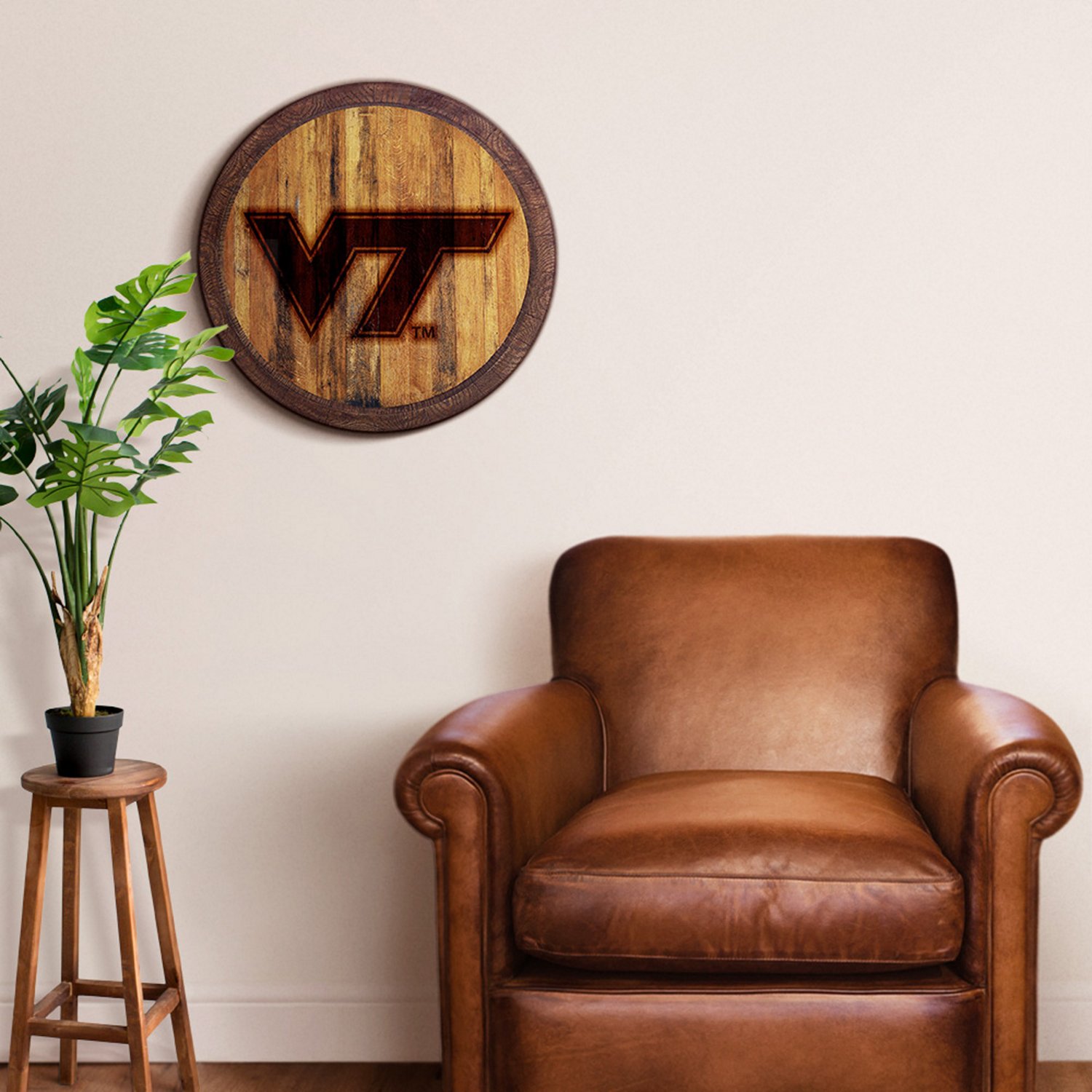 The Fan-Brand Virginia Tech Branded Faux Barrel Top Sign  - view number 3