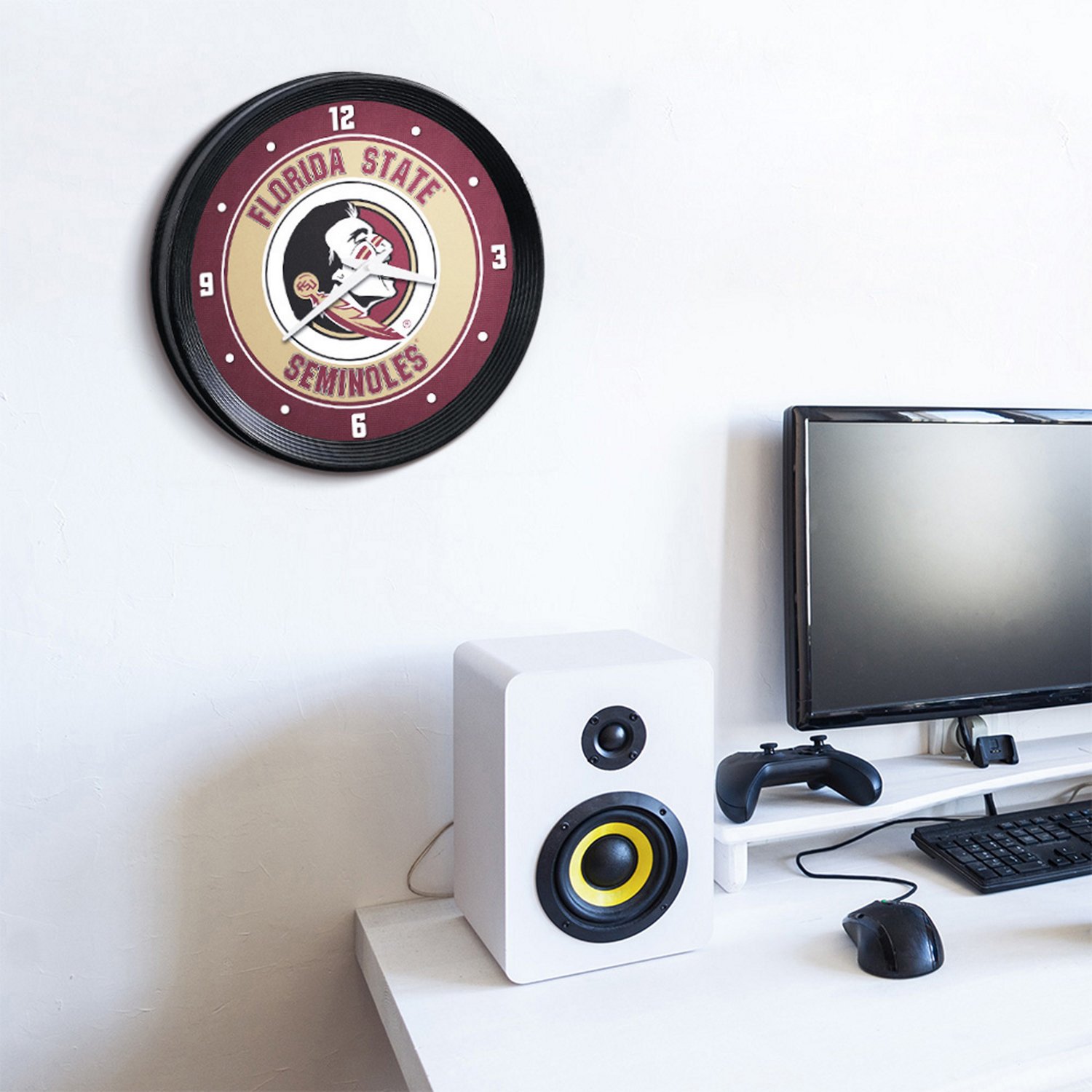 The Fan-Brand Florida State University Ribbed Wall Clock - view number 3