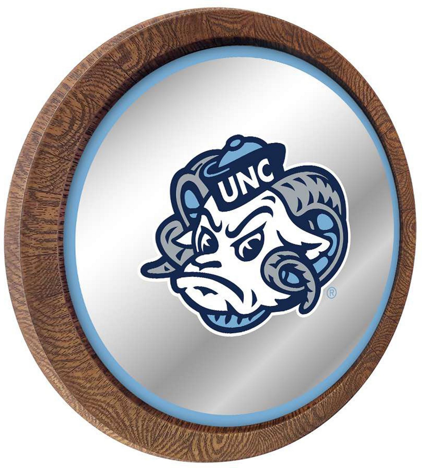 The Fan-Brand University of North Carolina Mascot Faux Barrel Top Mirrored Sign - view number 2