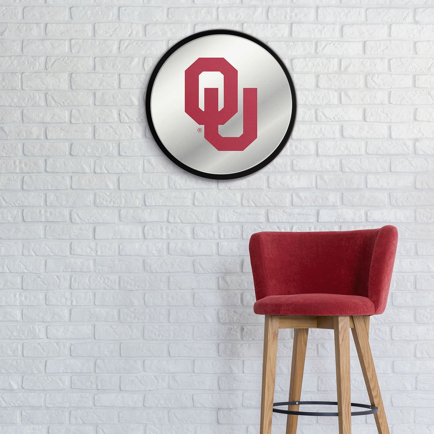 The Fan-Brand University of Oklahoma Modern Disc Mirrored Wall Sign - view number 3
