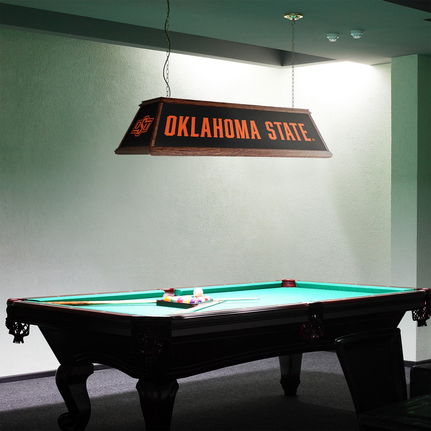 The Fan-Brand Oklahoma State University Premium Wood Pool Table Light - view number 3