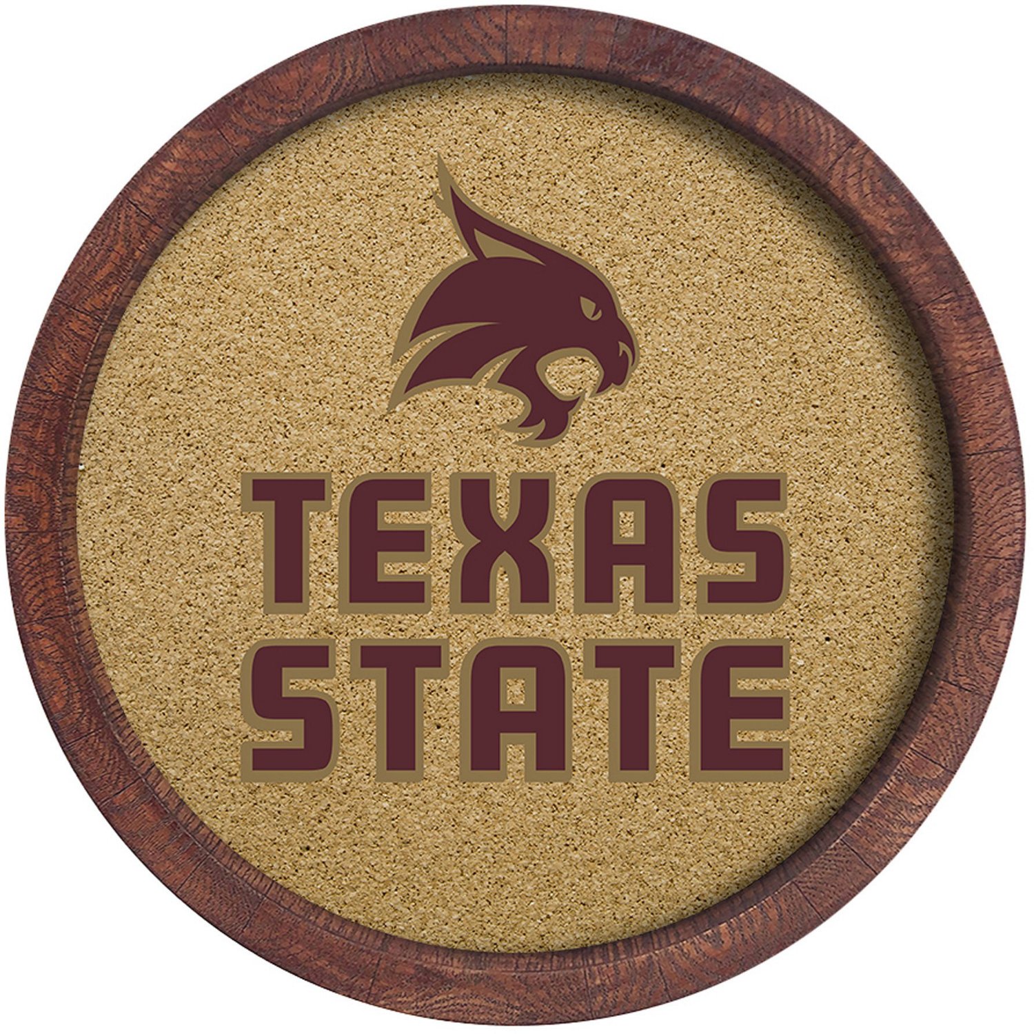 The Fan-Brand Texas State University “Faux” Barrel Framed Cork Board - view number 1