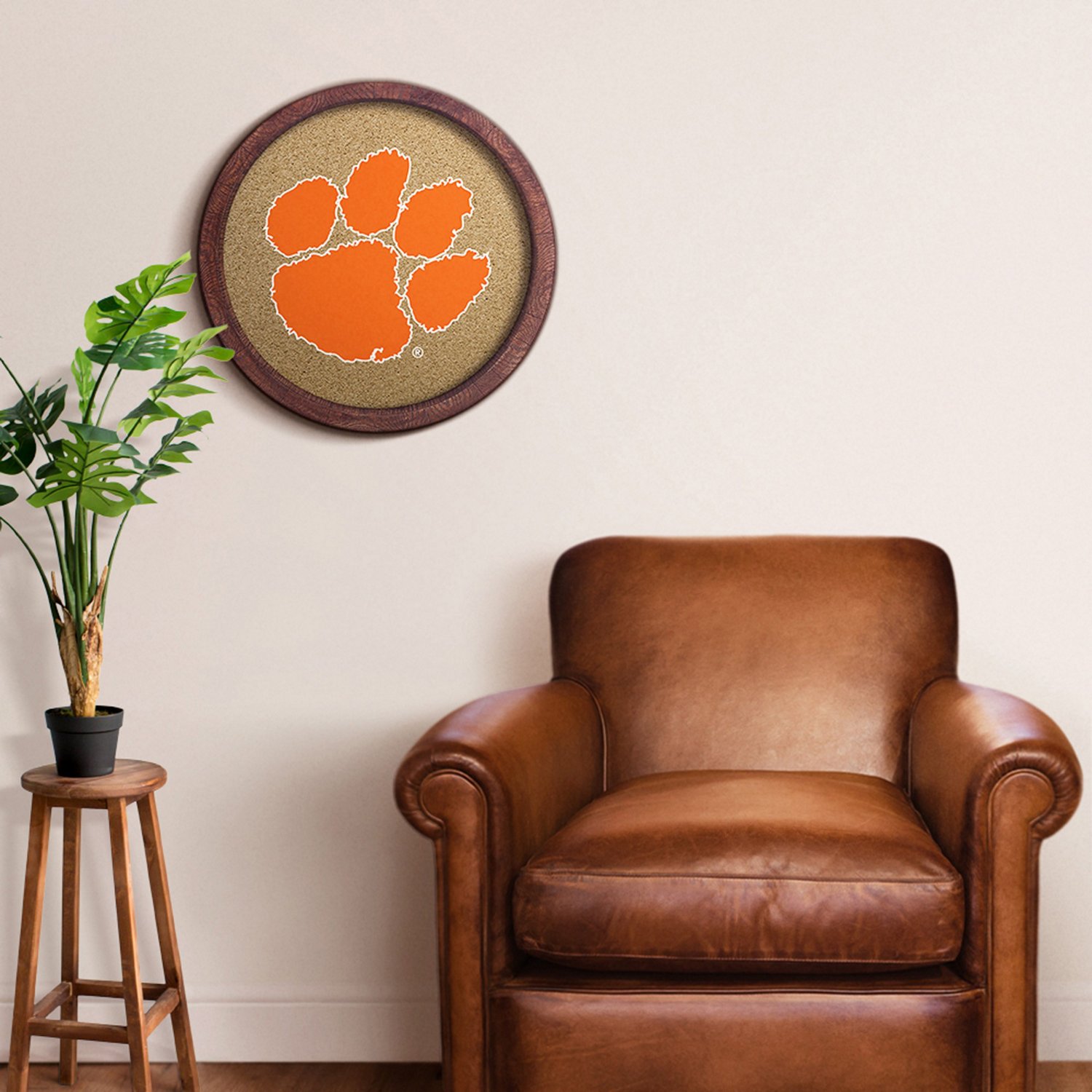 The Fan-Brand Clemson University “Faux” Barrel Framed Cork Board - view number 3