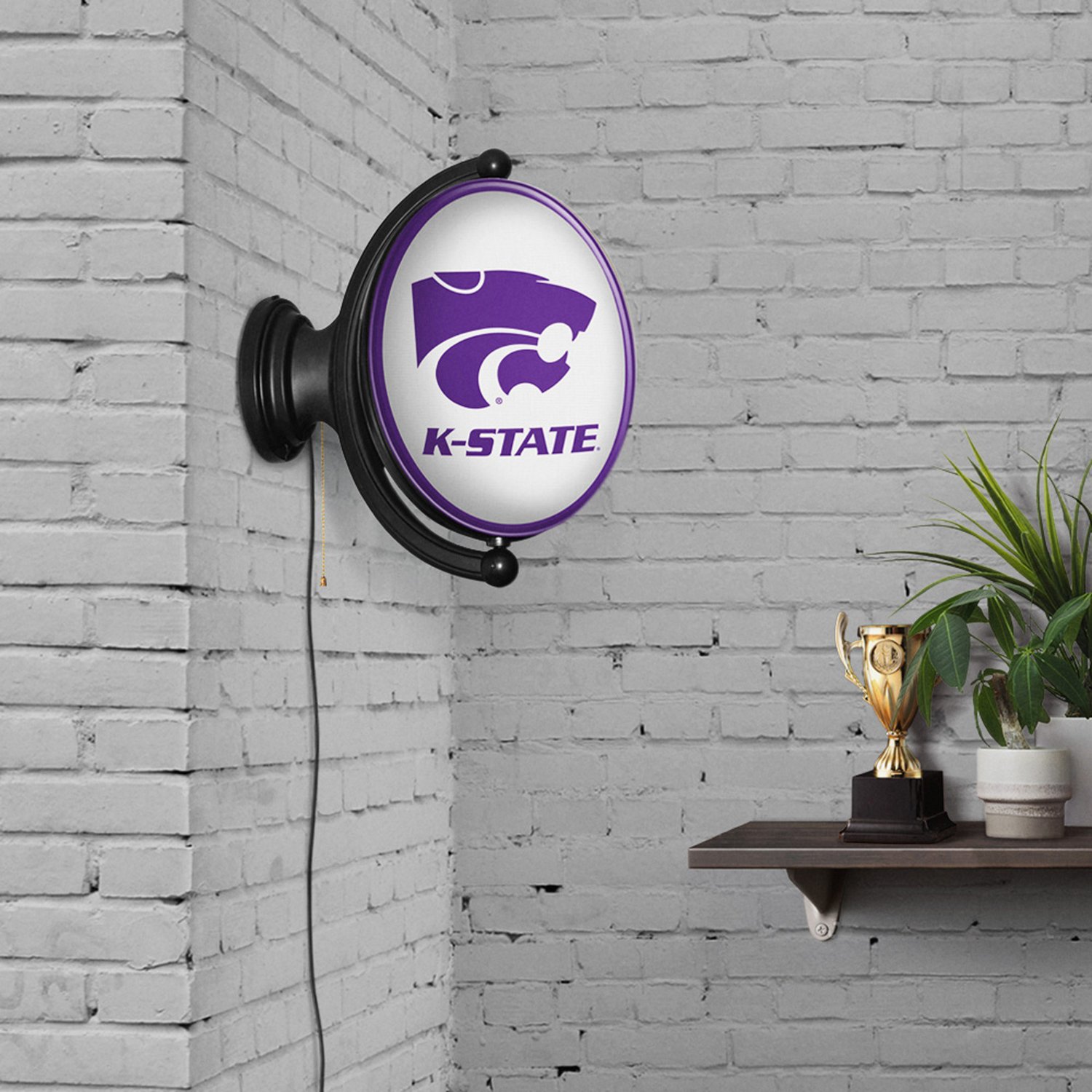 The Fan-Brand Kansas State University Oval Rotating Lighted Sign - view number 4