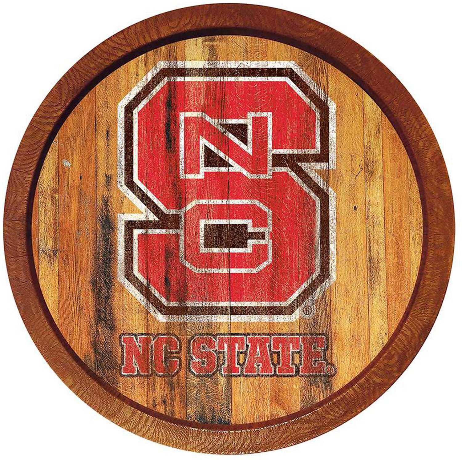 e Fan-Brand North Carolina State University Weathered Faux Barrel Top ...