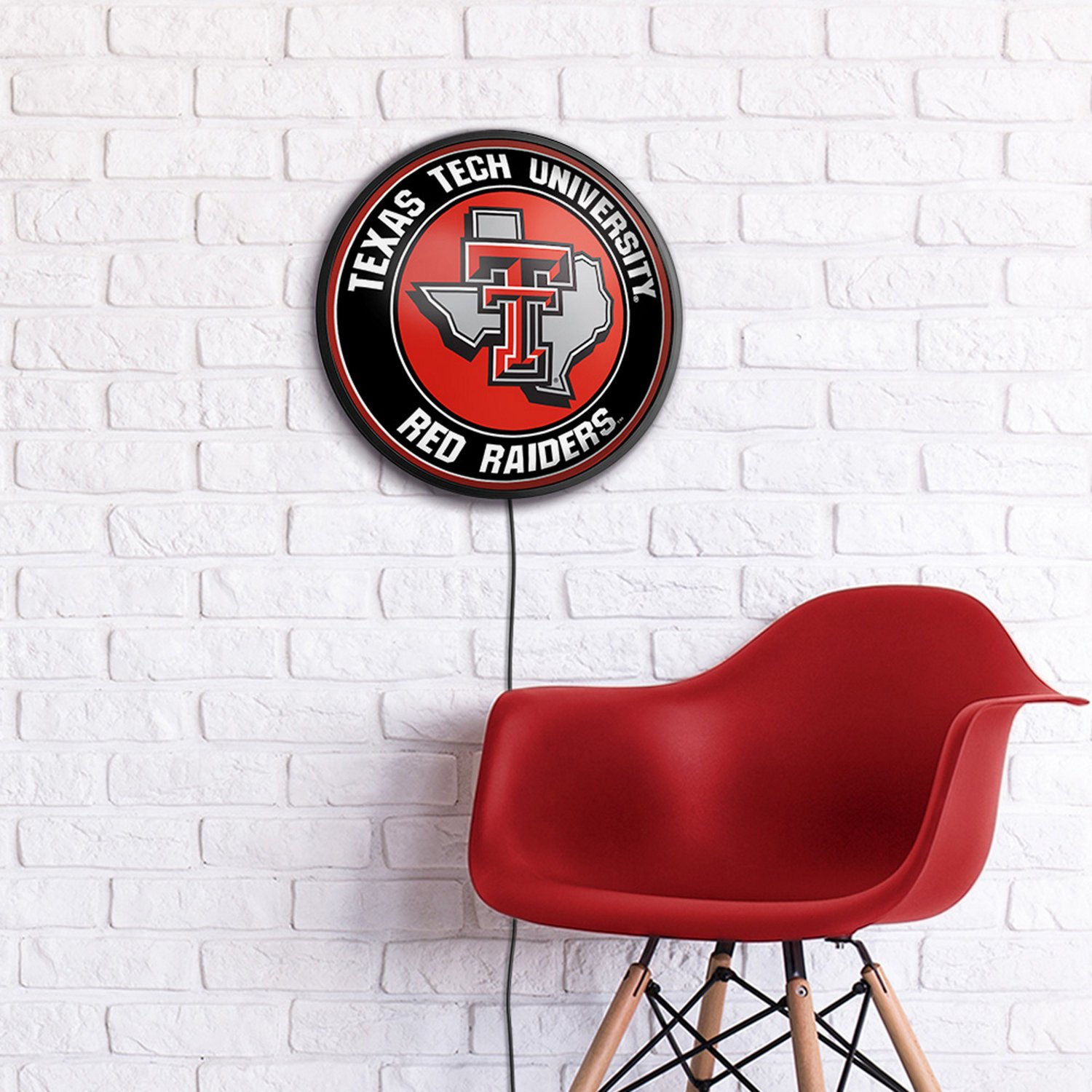 The Fan-Brand Texas Tech University Texas Round Slimline Lighted Wall Sign - view number 3