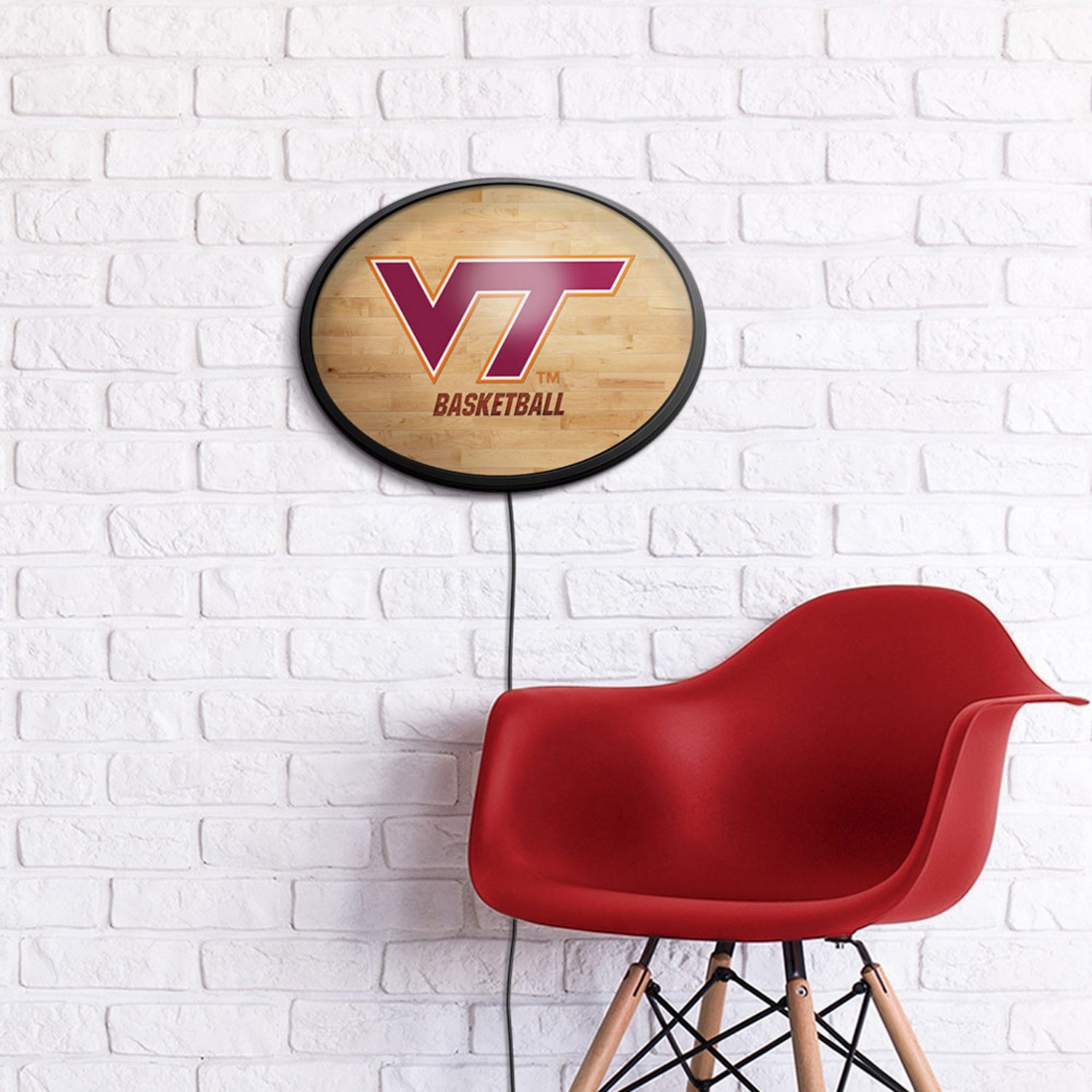 The Fan-Brand Virginia Tech Basketball Oval  Slimline Lighted Wall Sign - view number 4