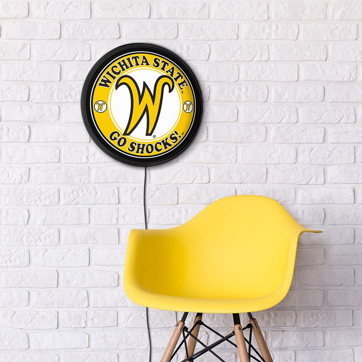 The Fan-Brand Wichita State University Script W Round Slimline Lighted Wall Sign - view number 4