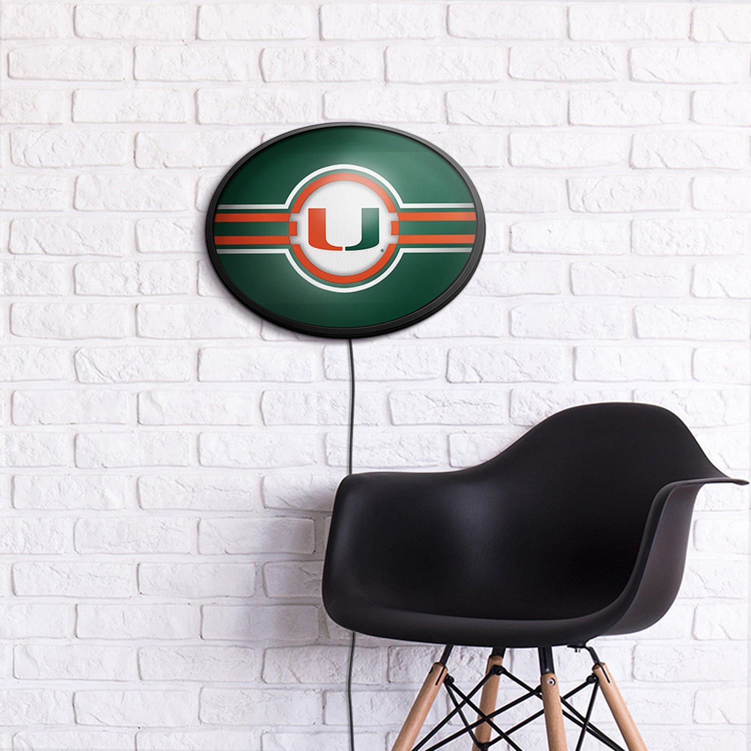 The Fan-Brand University of Miami Green Oval Slimline Lighted Wall Sign - view number 4