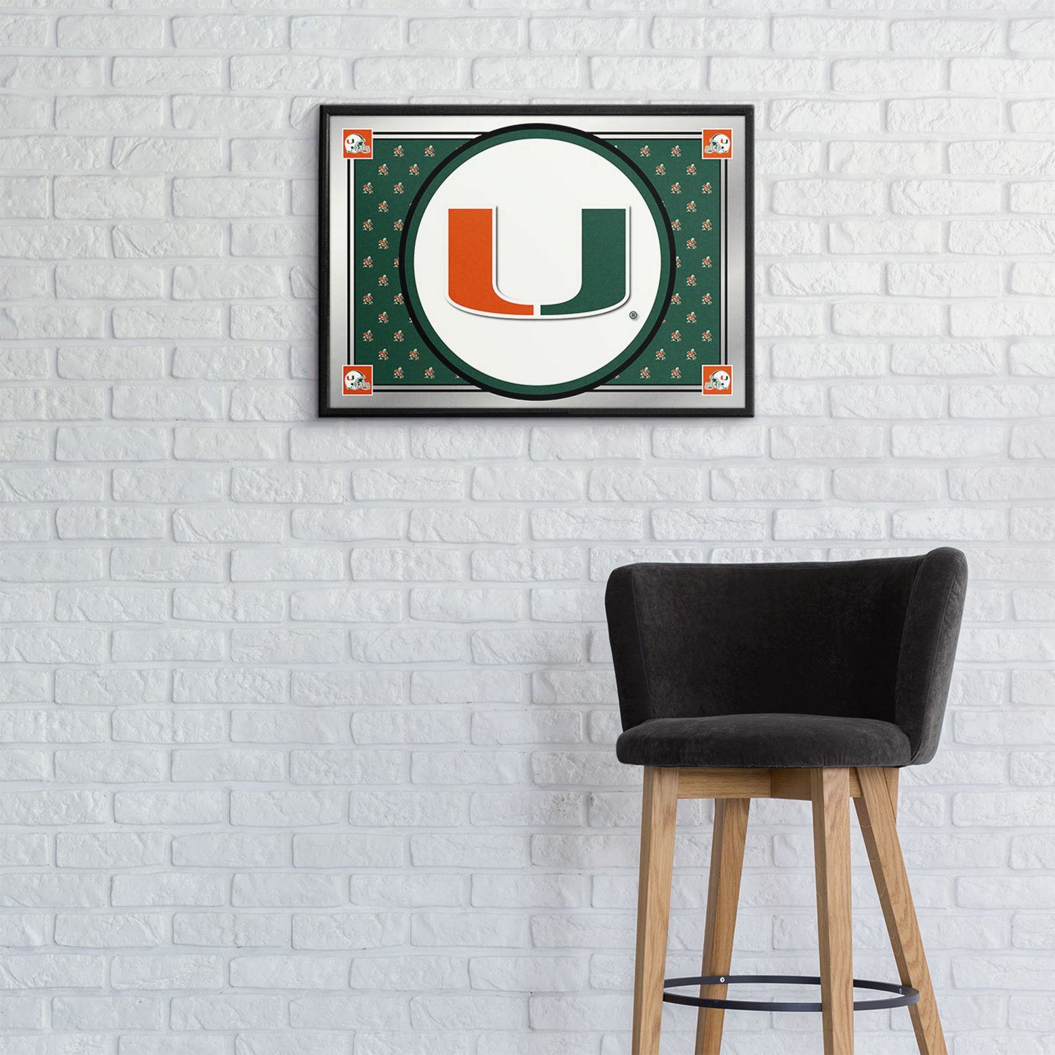 The Fan-Brand University of Miami Team Spirit Framed Mirrored Wall Sign - view number 3