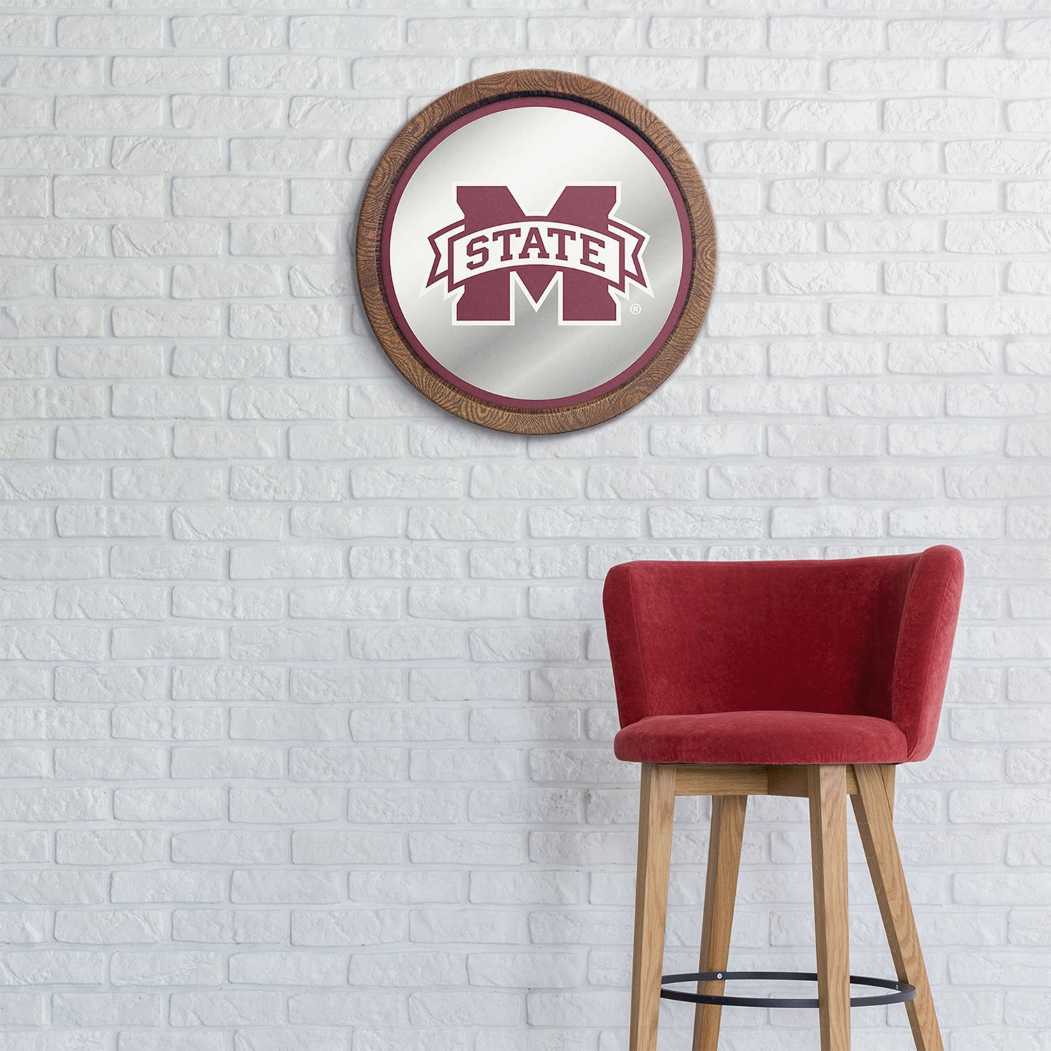 The Fan-Brand Mississippi State University Barrel Top Mirrored Sign - view number 3