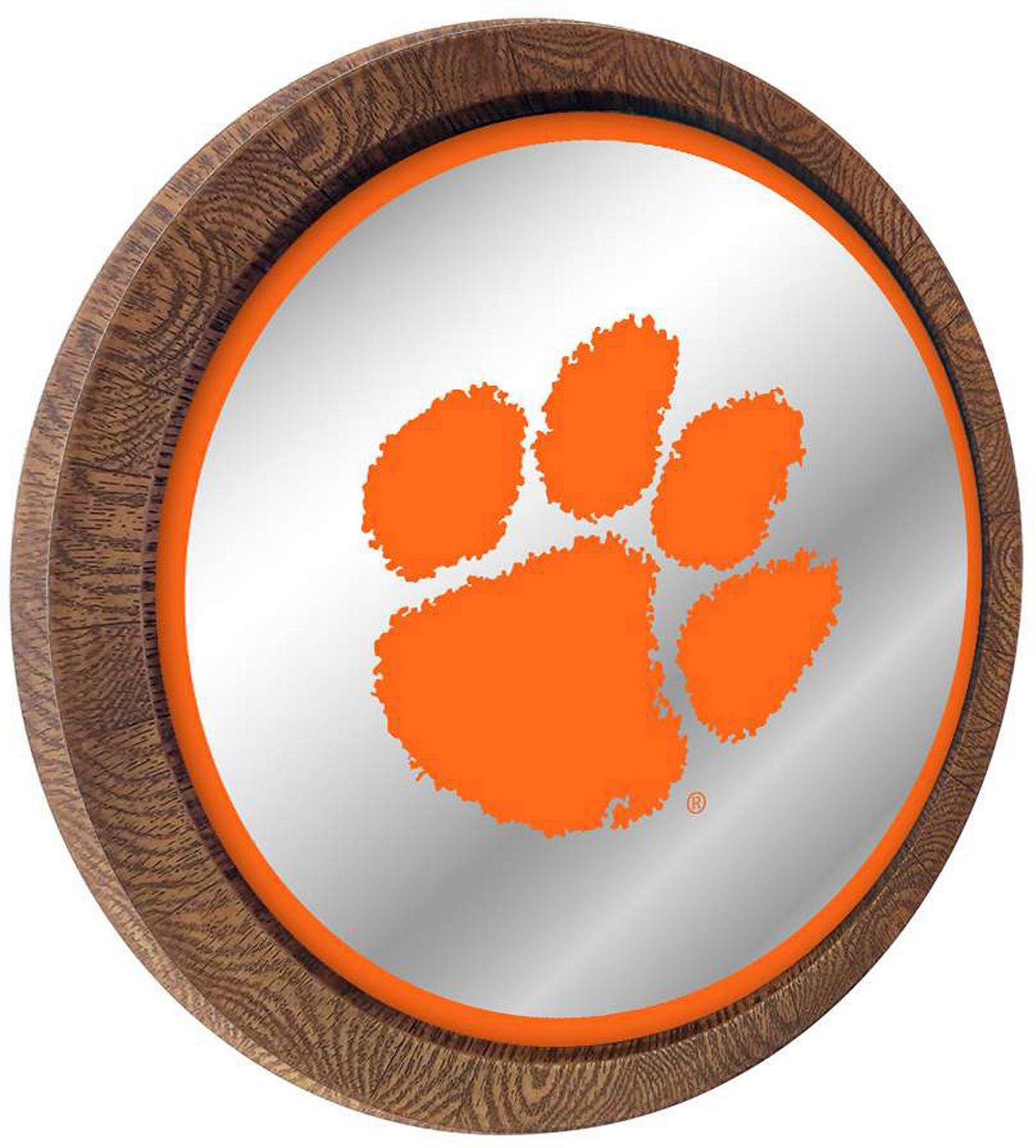 The Fan-Brand Clemson University Paw Print Barrel Top Mirrored Sign                                                              - view number 2