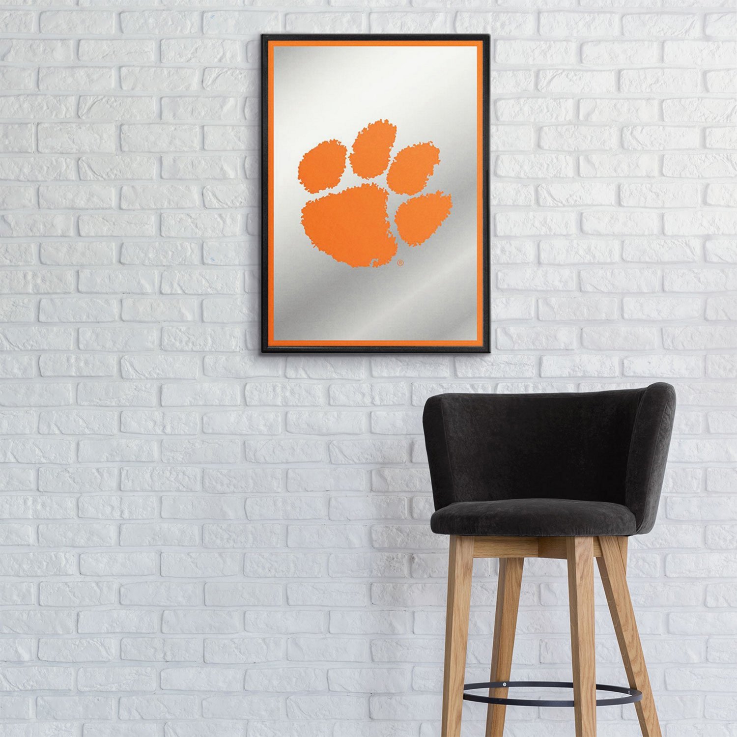 The Fan-Brand Clemson University Paw Print Framed Mirrored Wall Sign - view number 3