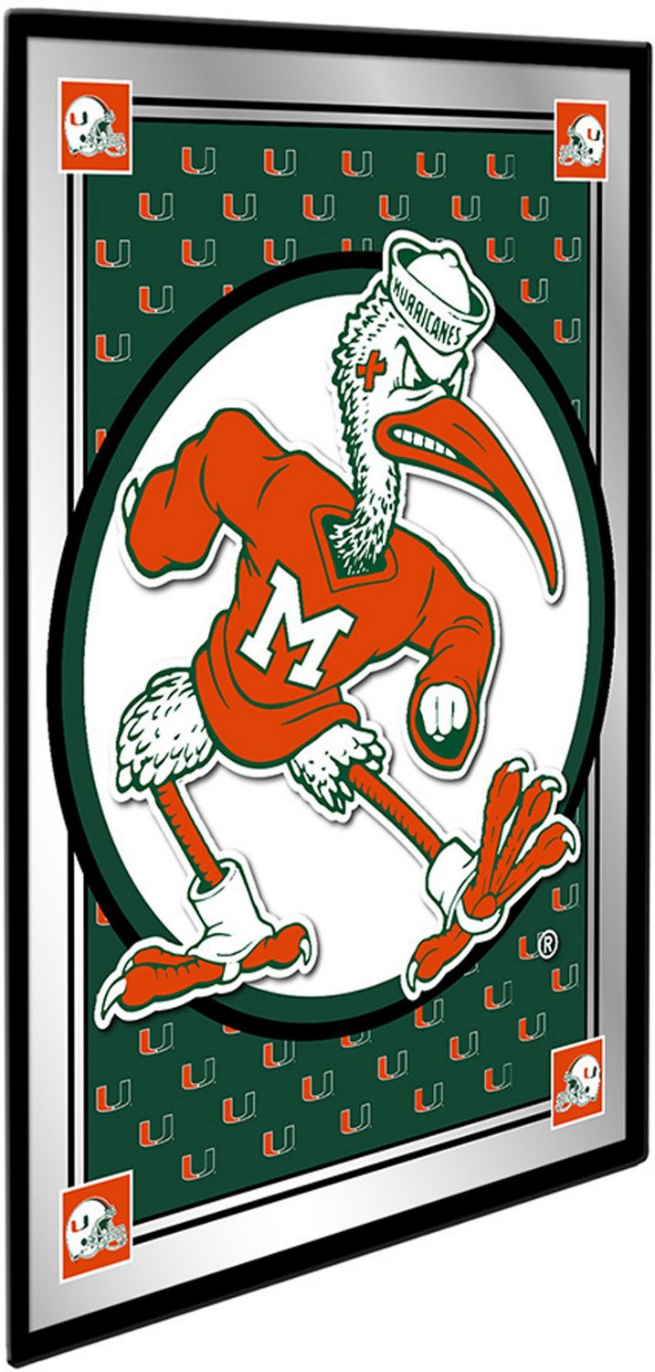 The Fan-Brand University of Miami Team Spirit Mascot Framed Mirrored Wall Sign - view number 2