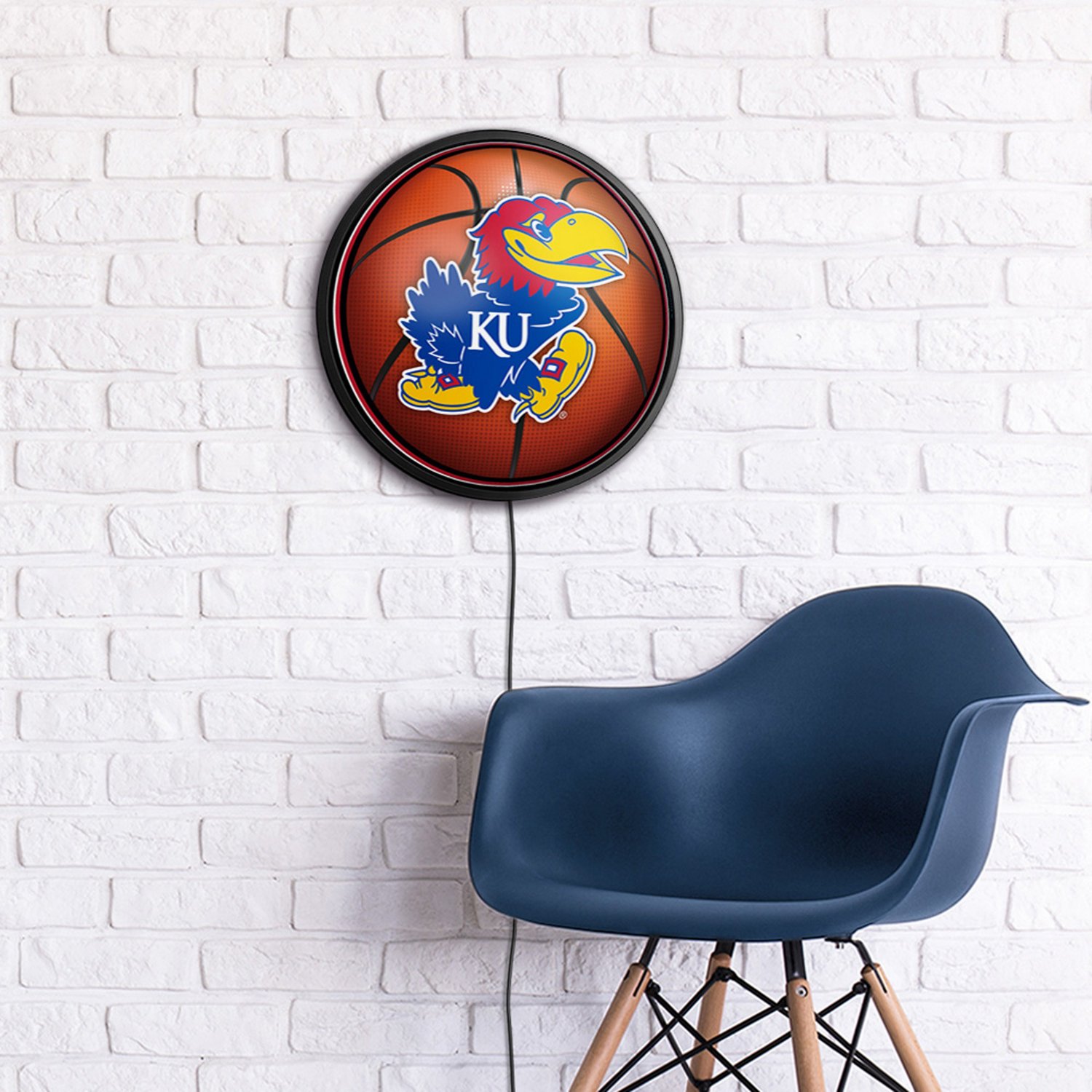 The Fan-Brand University of Kansas Basketball Round Slimline Lighted Sign - view number 4