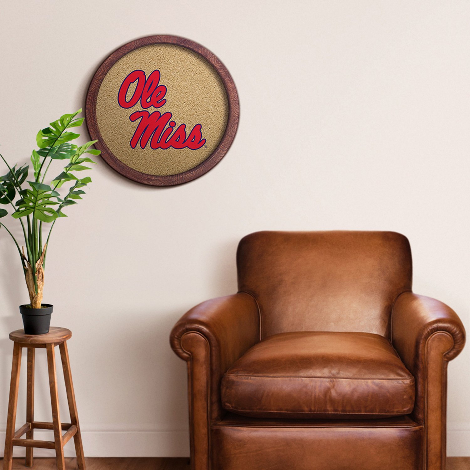 The Fan-Brand University of Mississippi “Faux” Barrel Framed Cork Board - view number 3