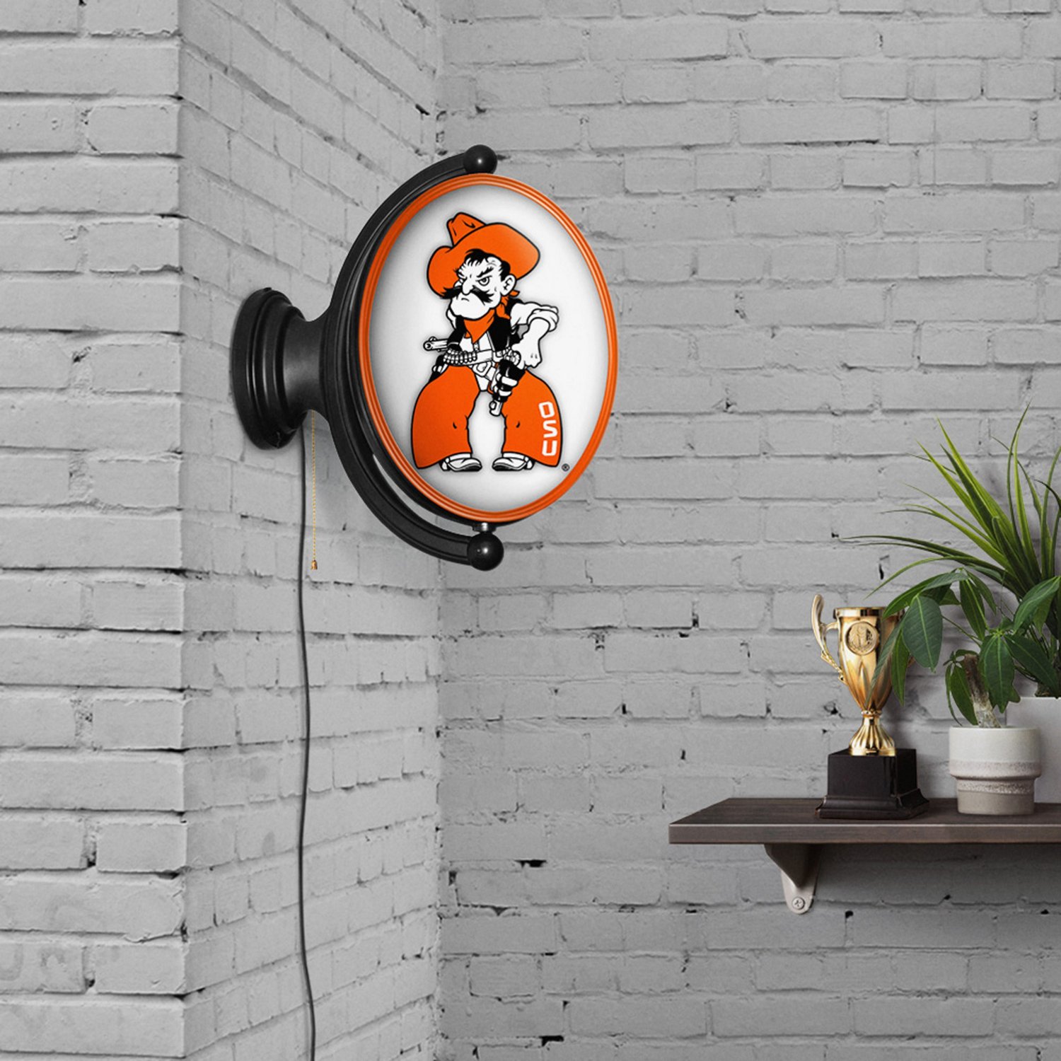 The Fan-Brand Oklahoma State University Pete Oval Rotating Lighted Sign  - view number 4