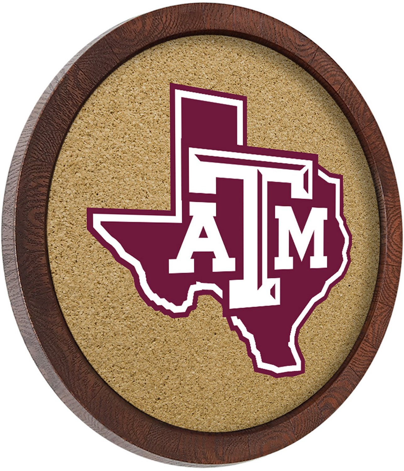 The Fan-Brand Texas A&M University State “Faux” Barrel Framed Cork Board - view number 2