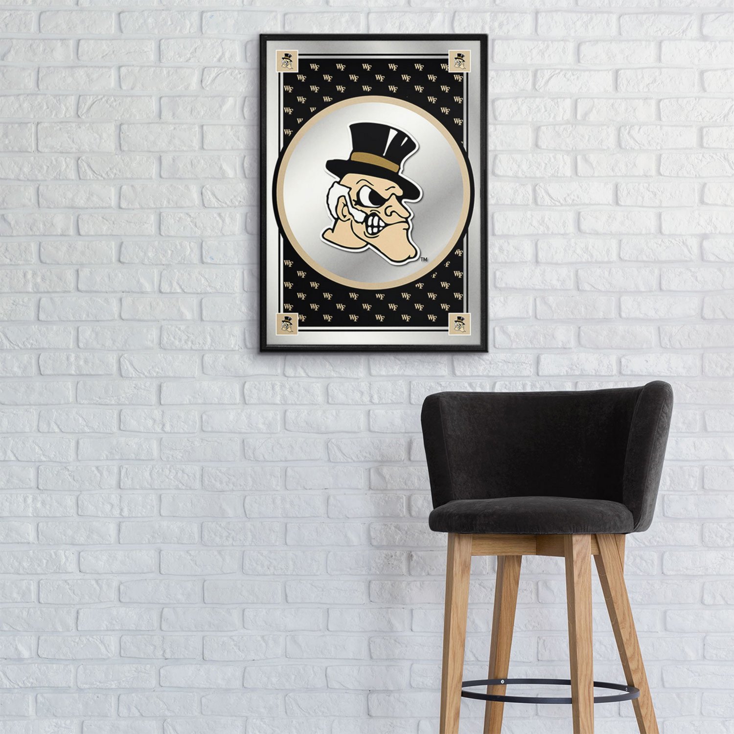 The Fan-Brand Wake Forest University: Team Spirit Mascot Framed Mirrored Wall Sign - view number 3