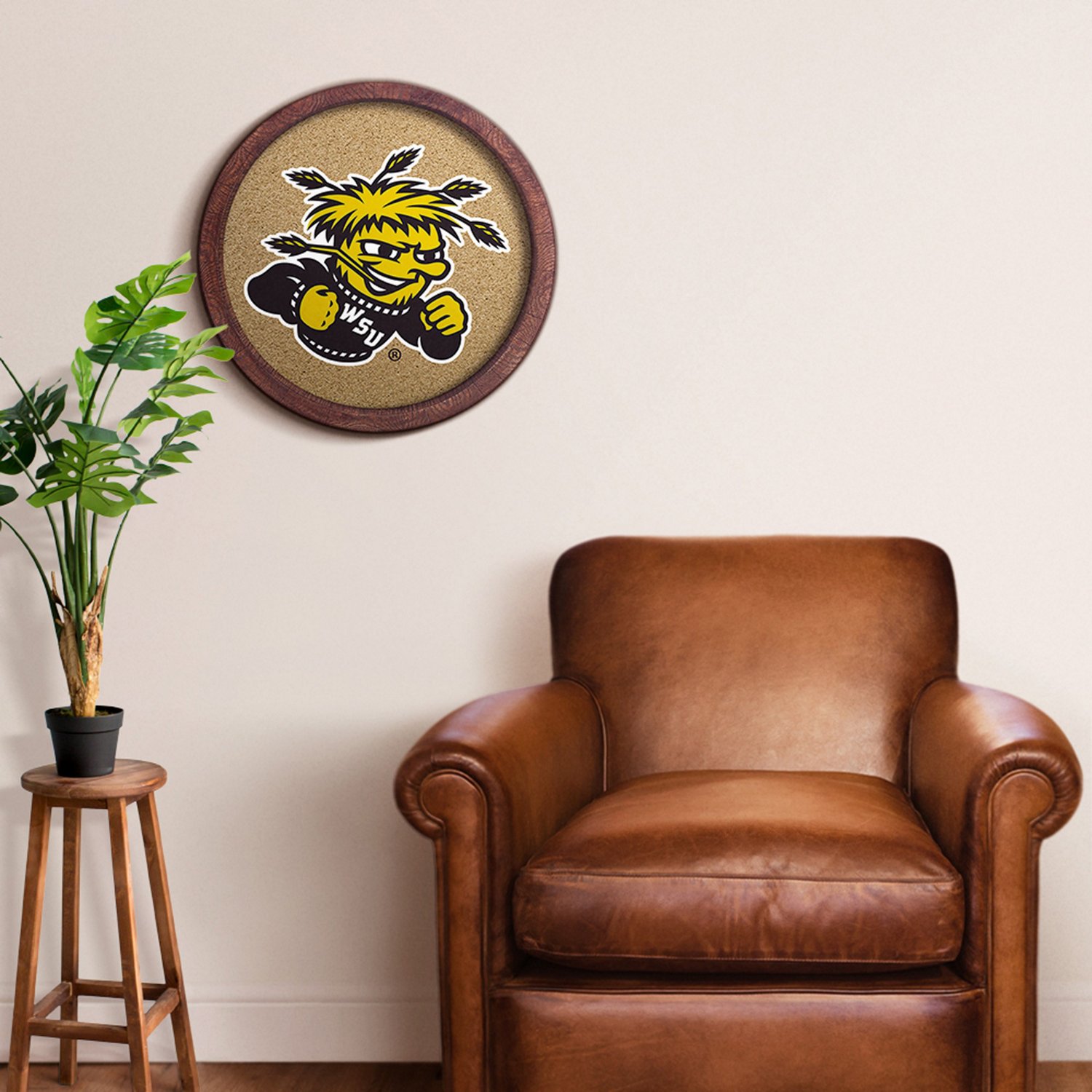 The Fan-Brand Wichita State University Anchor “Faux” Barrel Framed Cork Board - view number 3