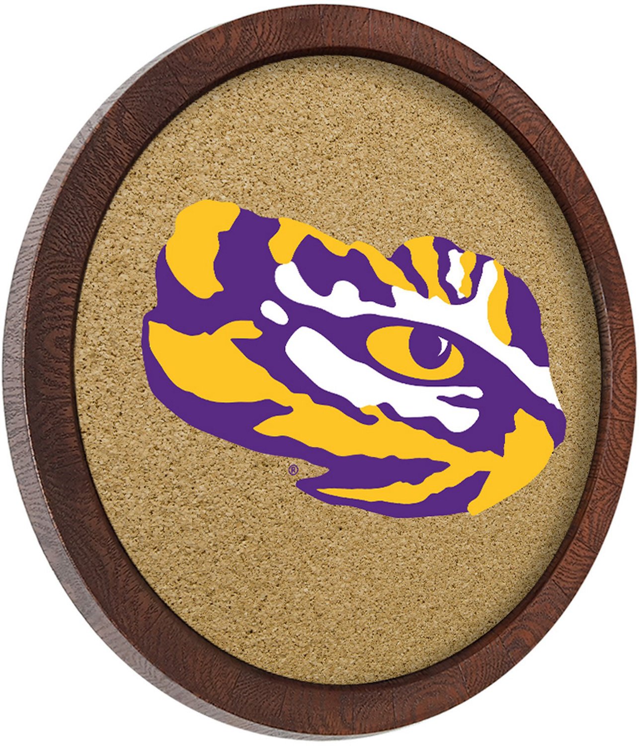 The Fan-Brand Louisiana State University Tiger Eye “Faux” Barrel Framed Cork Board - view number 2