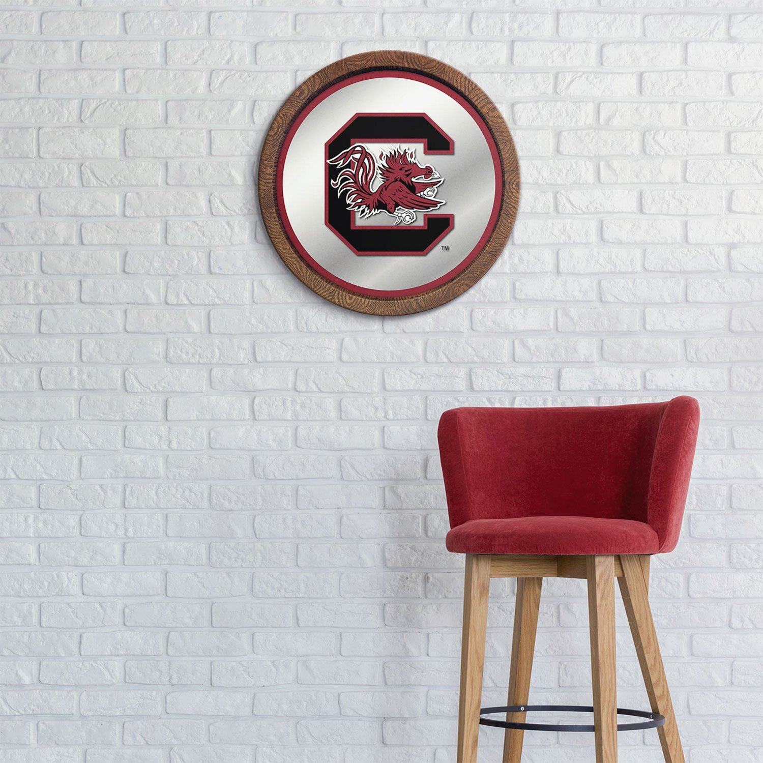 The Fan-Brand University of South Carolina Faux Barrel Top Mirrored Wall Sign - view number 3