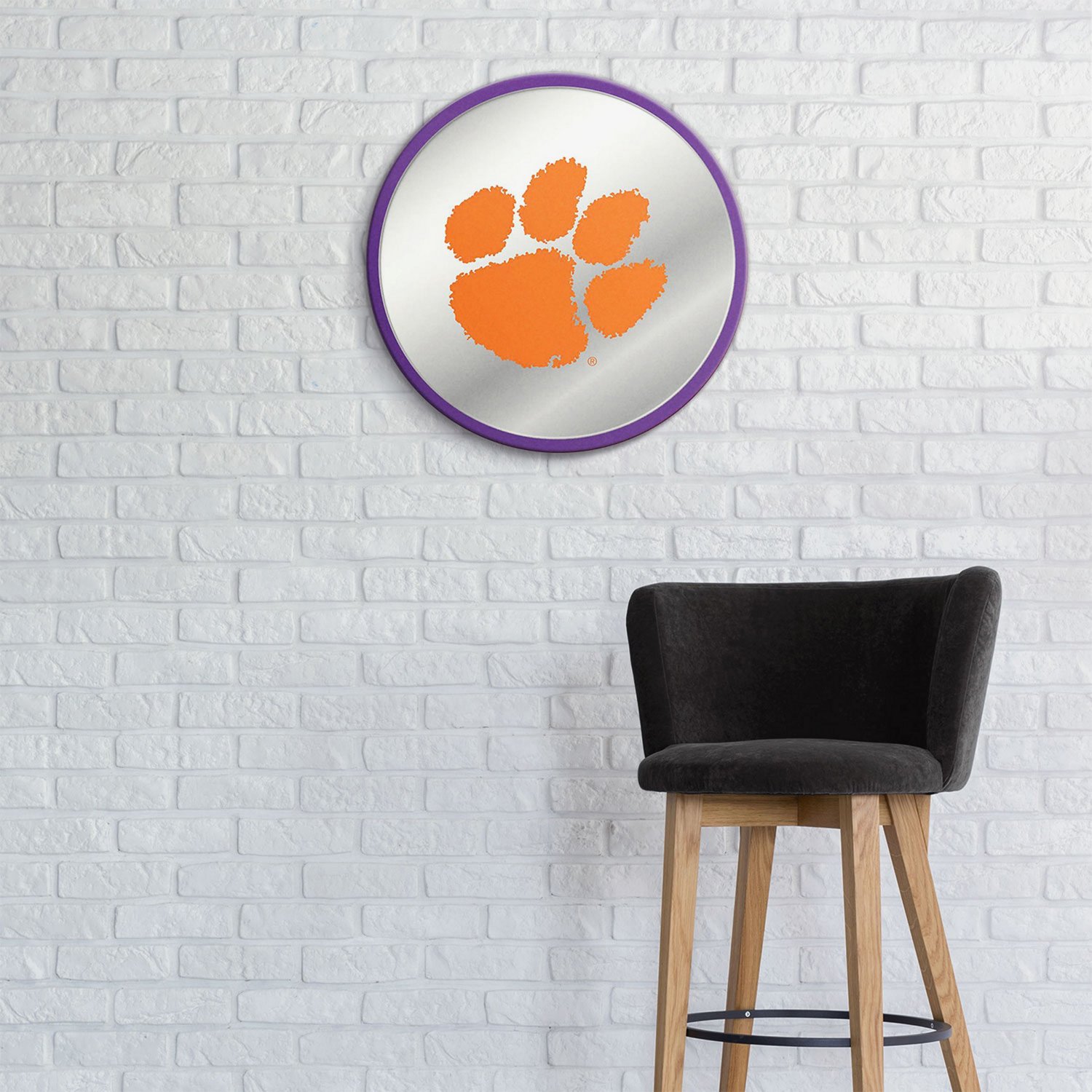 The Fan-Brand Clemson University Paw Print Modern Mirrored Disc Sign                                                             - view number 3