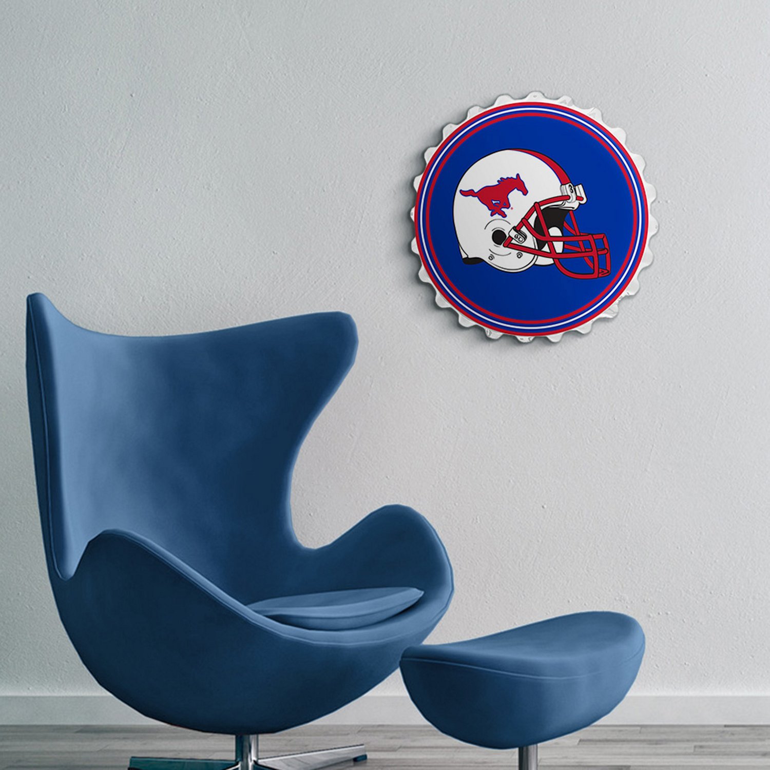 The Fan-Brand Southern Methodist University Helmet Blue Bottle Cap Wall Sign - view number 3