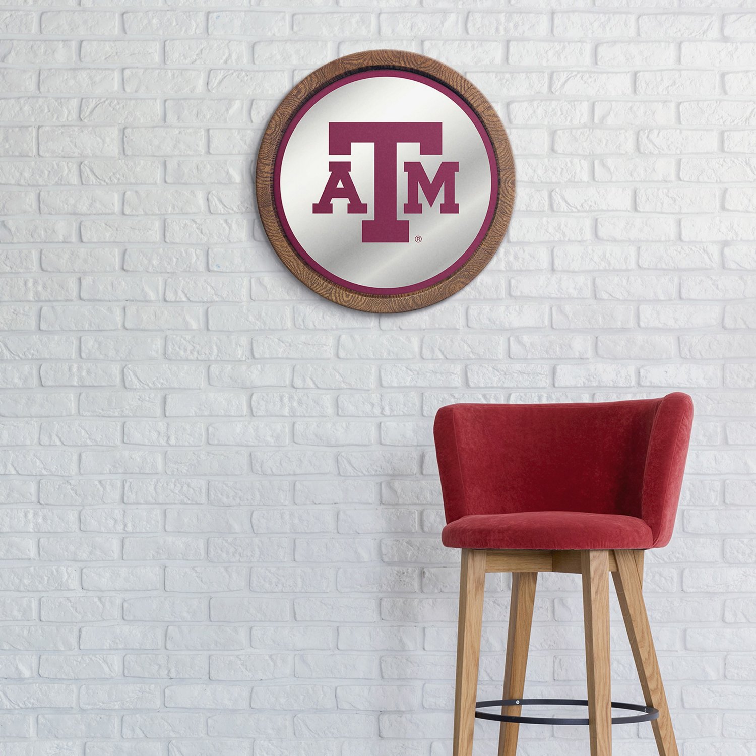 The Fan-Brand Texas A&M University Faux Barrel Top Mirrored Wall Sign - view number 3