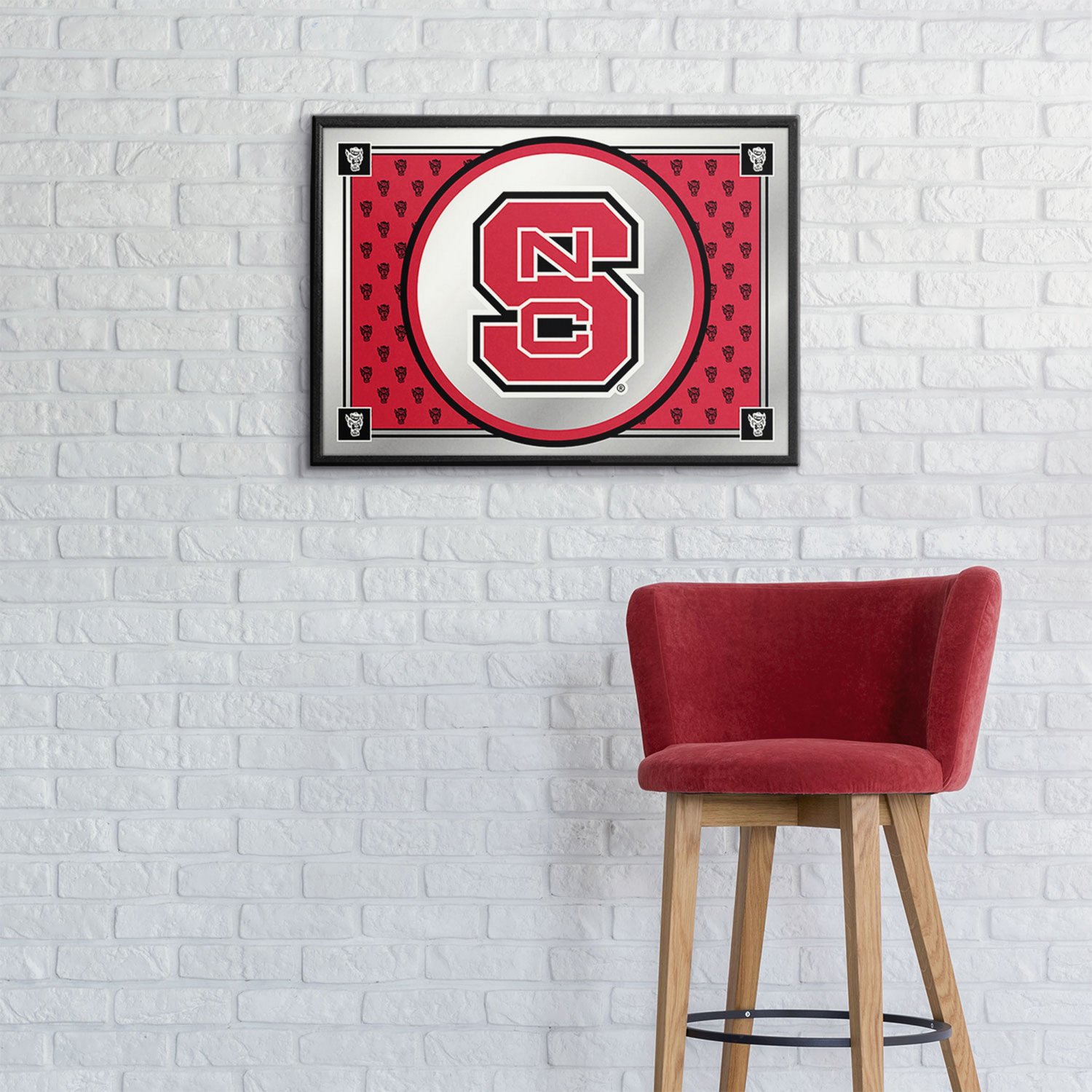 The Fan-Brand North Carolina State University Team Spirit Framed Mirrored Wall Sign - view number 3